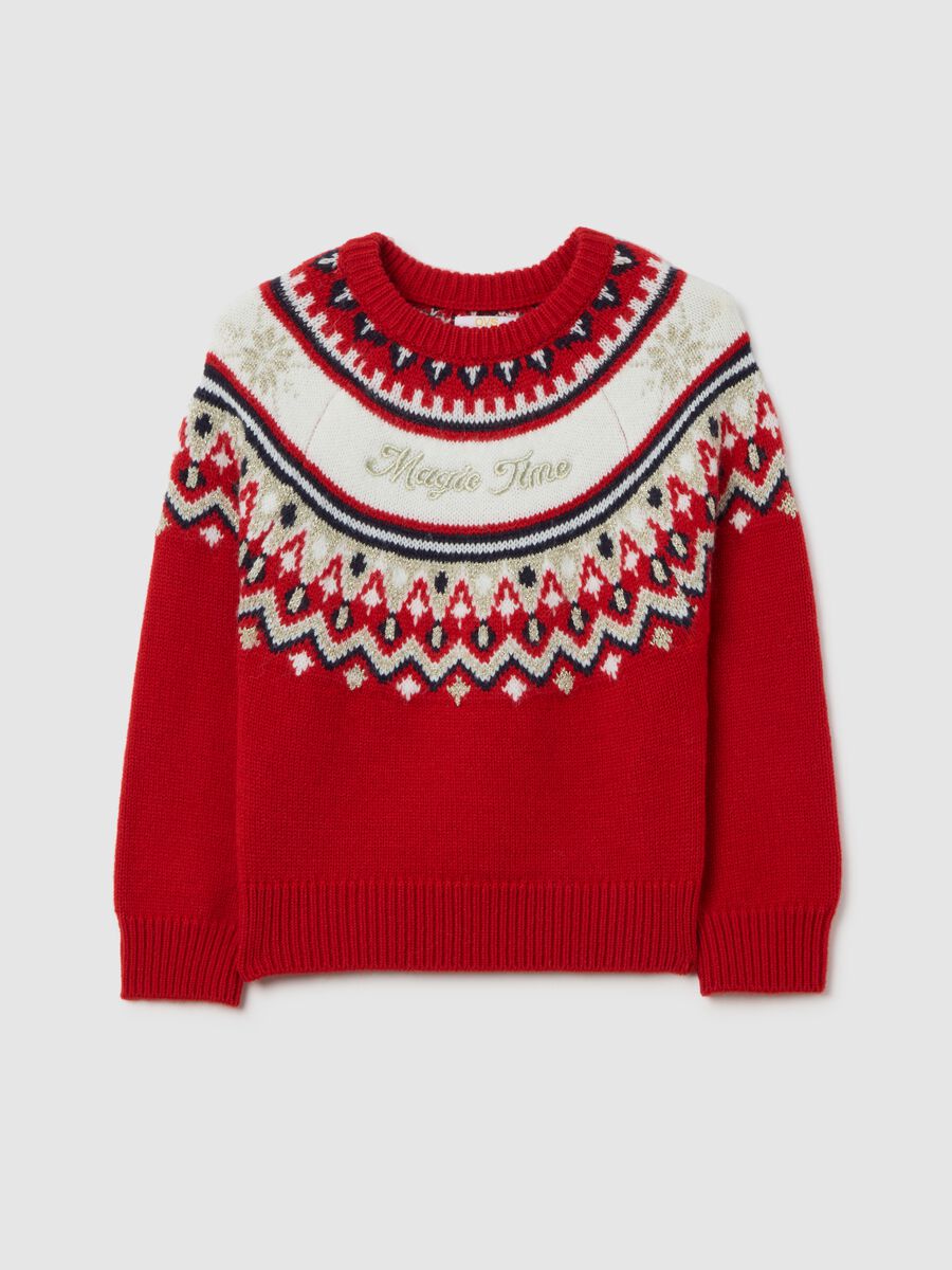 Girls' Save the Children Christmas Jumper with Red Jacquard Pattern_0