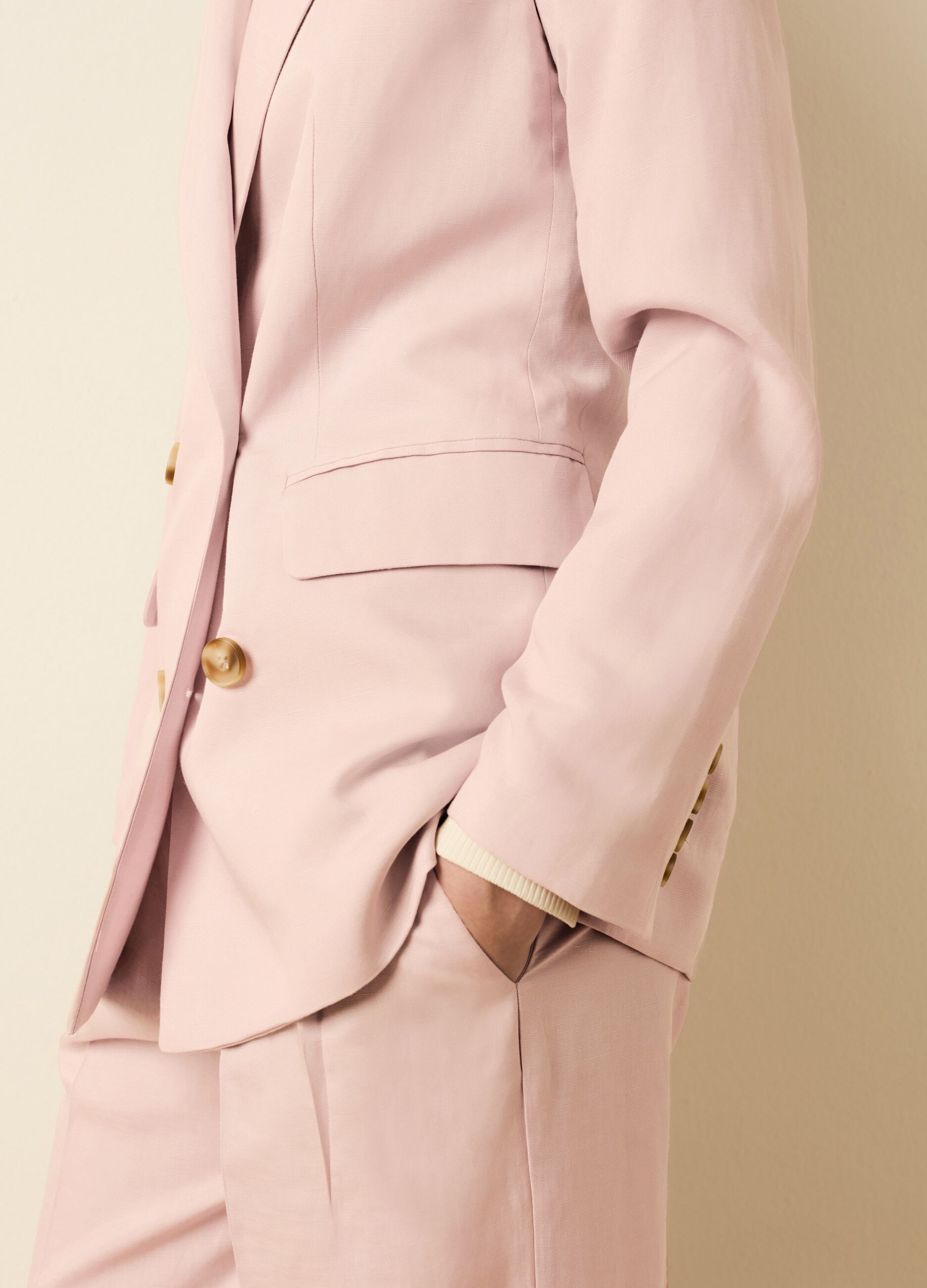 Blazer doppiopetto in Lyocell e lino