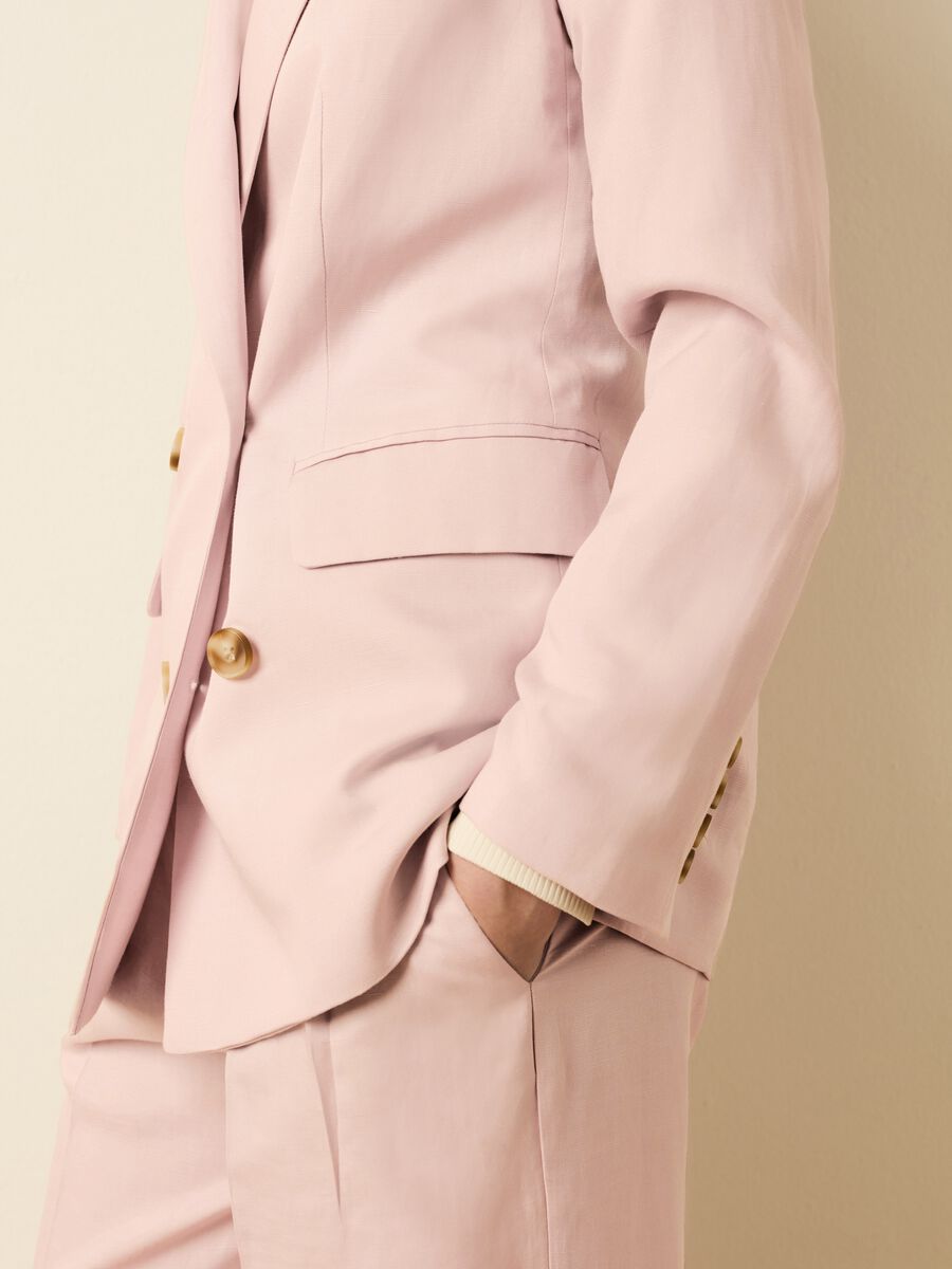 Double-breasted blazer in Lyocell and linen_0