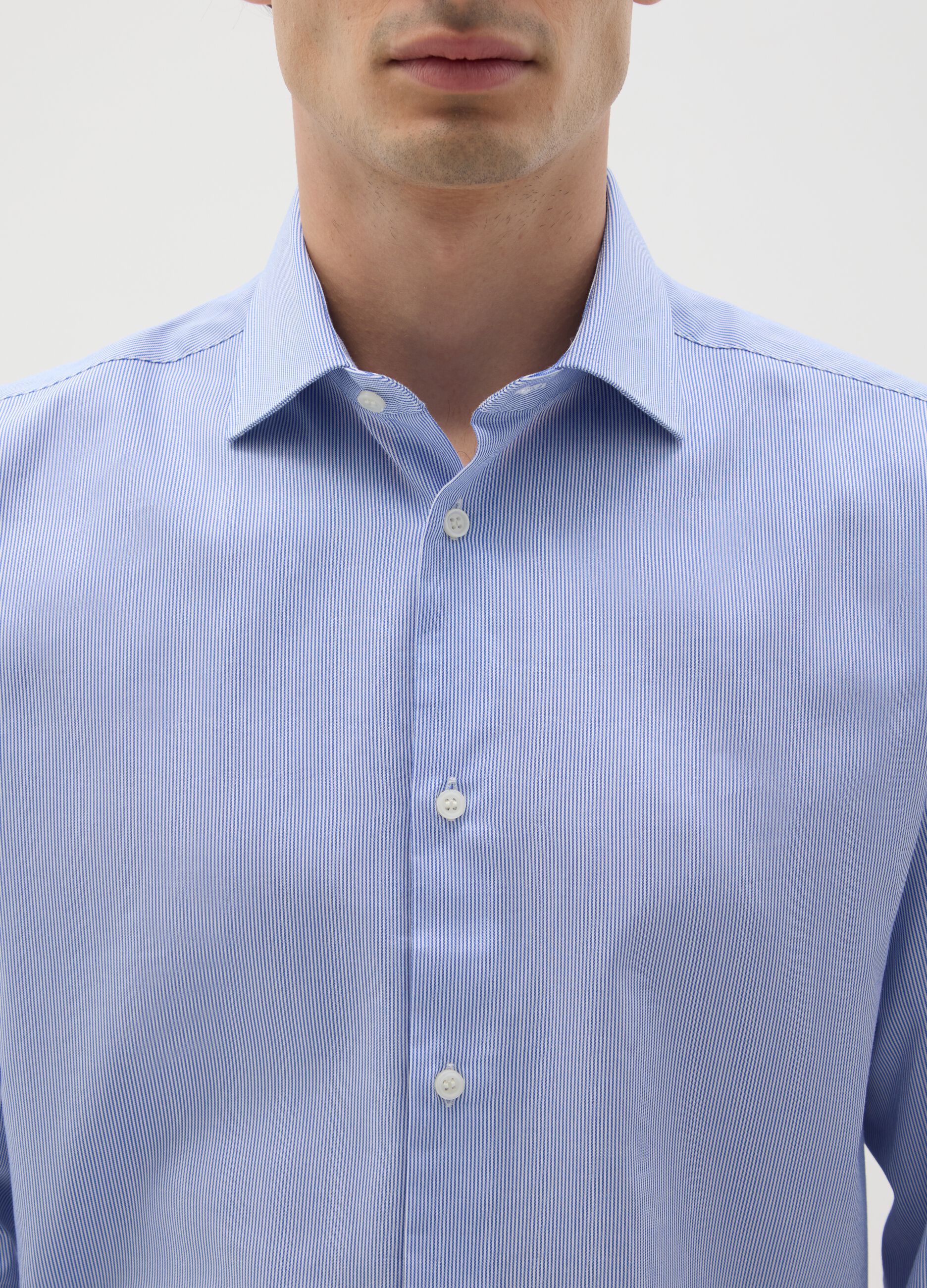 Men's pure cotton blue easy iron shirt