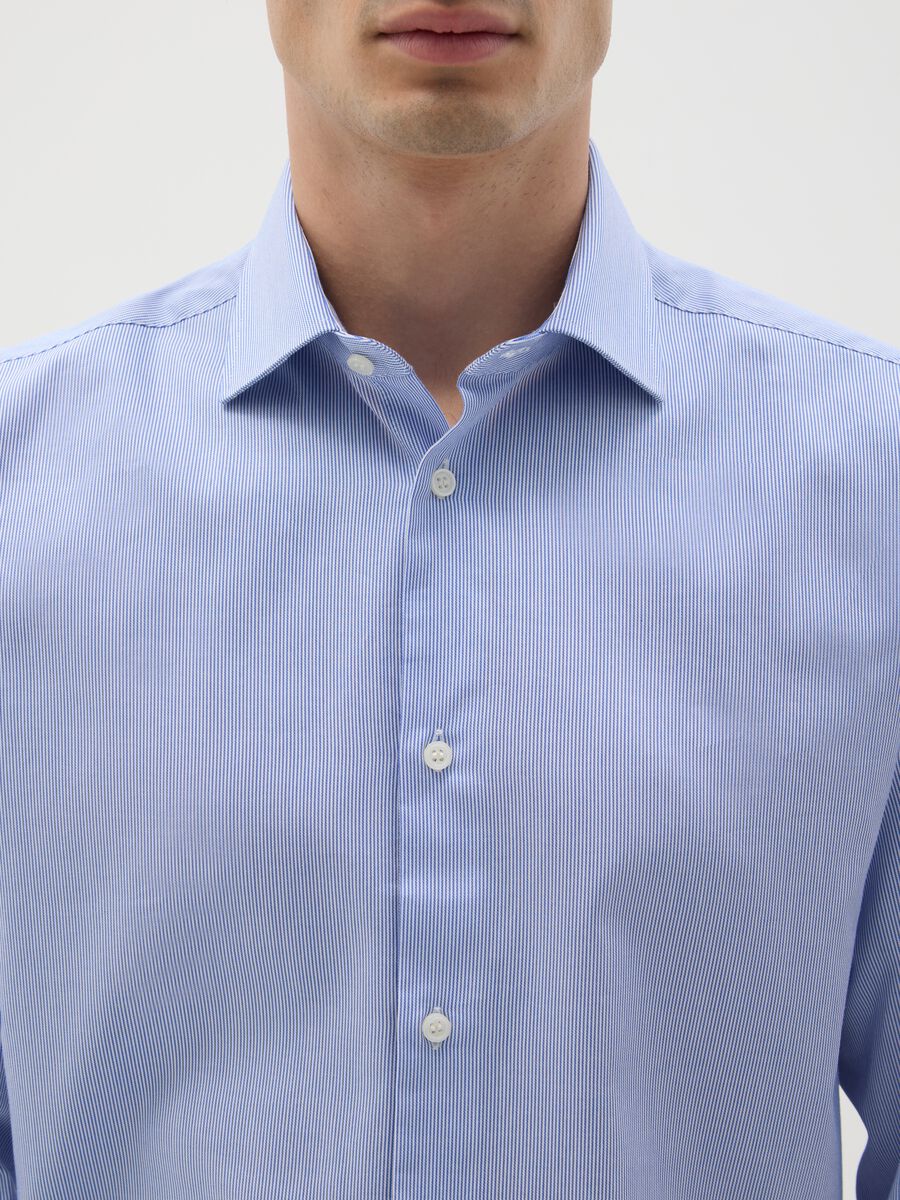 Men's pure cotton blue easy iron shirt_2