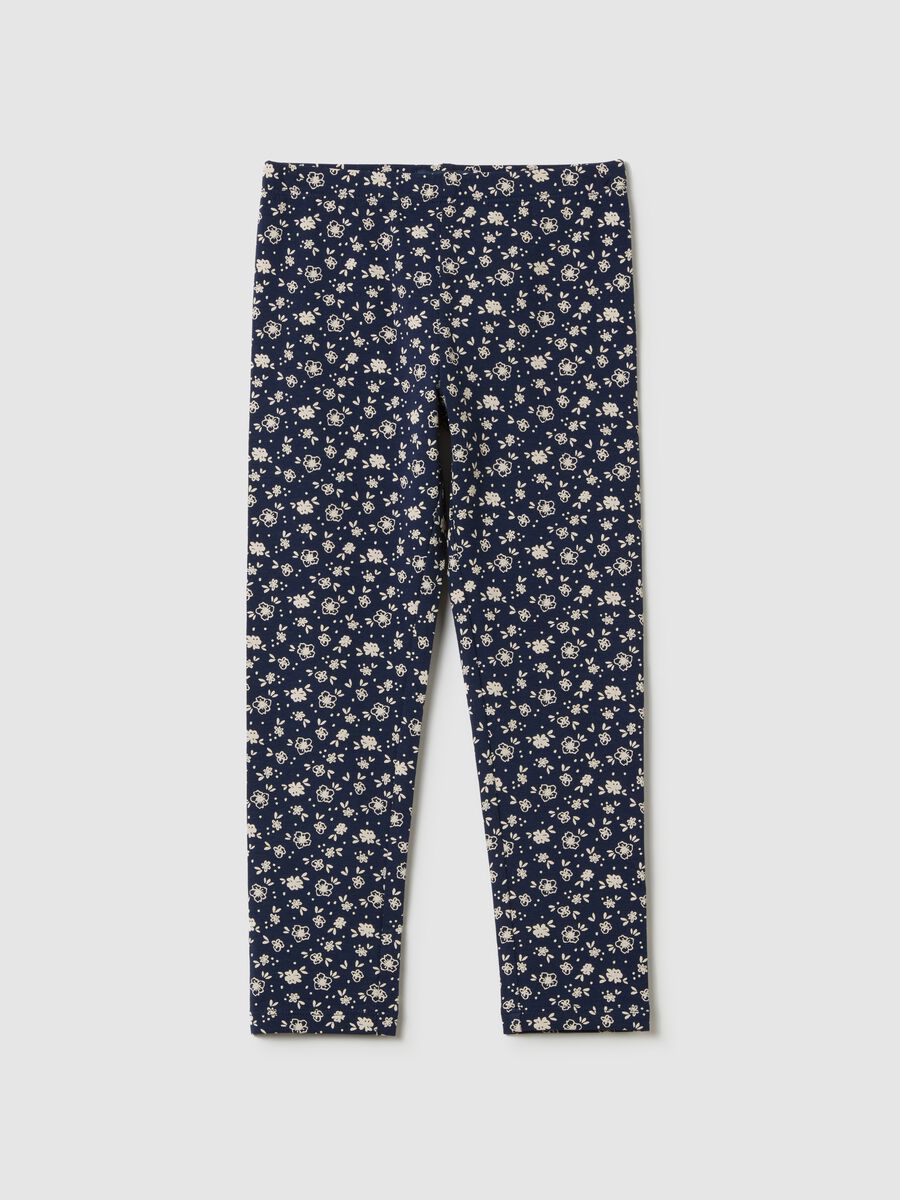 Leggings in stretch cotton with ditsy floral print_0