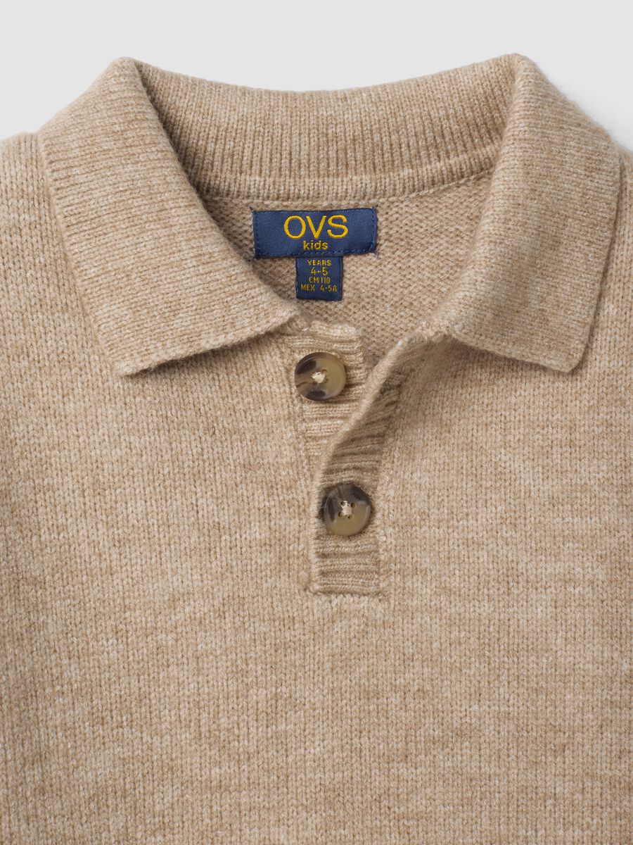 Maglia beige con colletto polo con bordi a costine regular fit_3