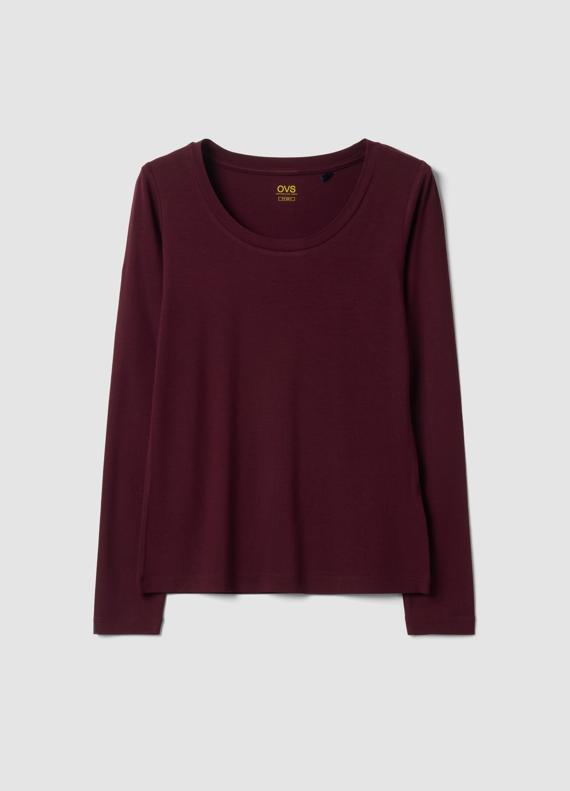 T-shirt viola in viscosa elasticizzata con girocollo slim fit