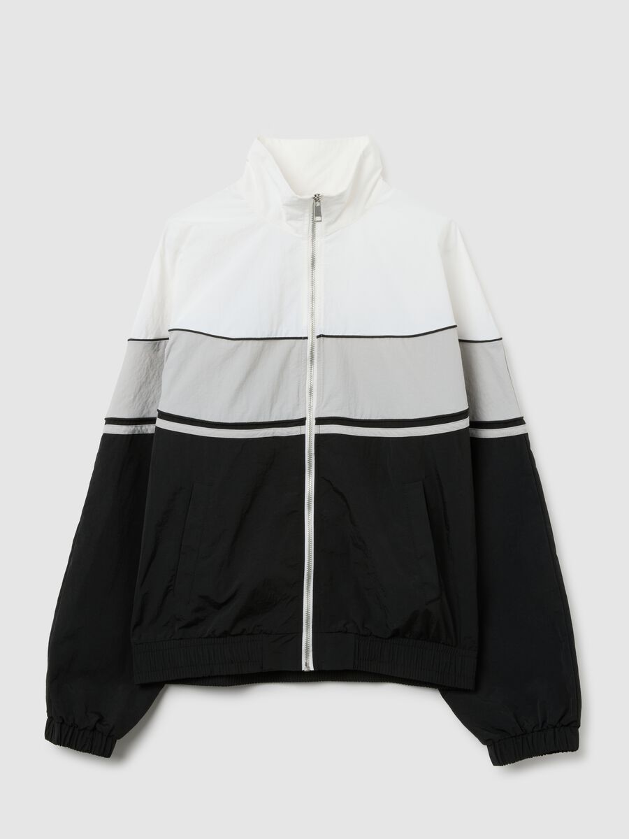 Felpa a righe multicolor relaxed fit con zip_0