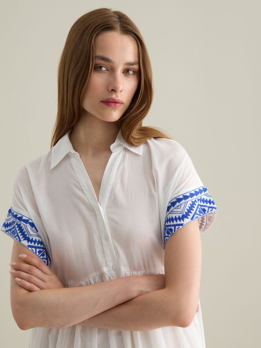 Women's Regular Fit Pure White Cotton Dress_2