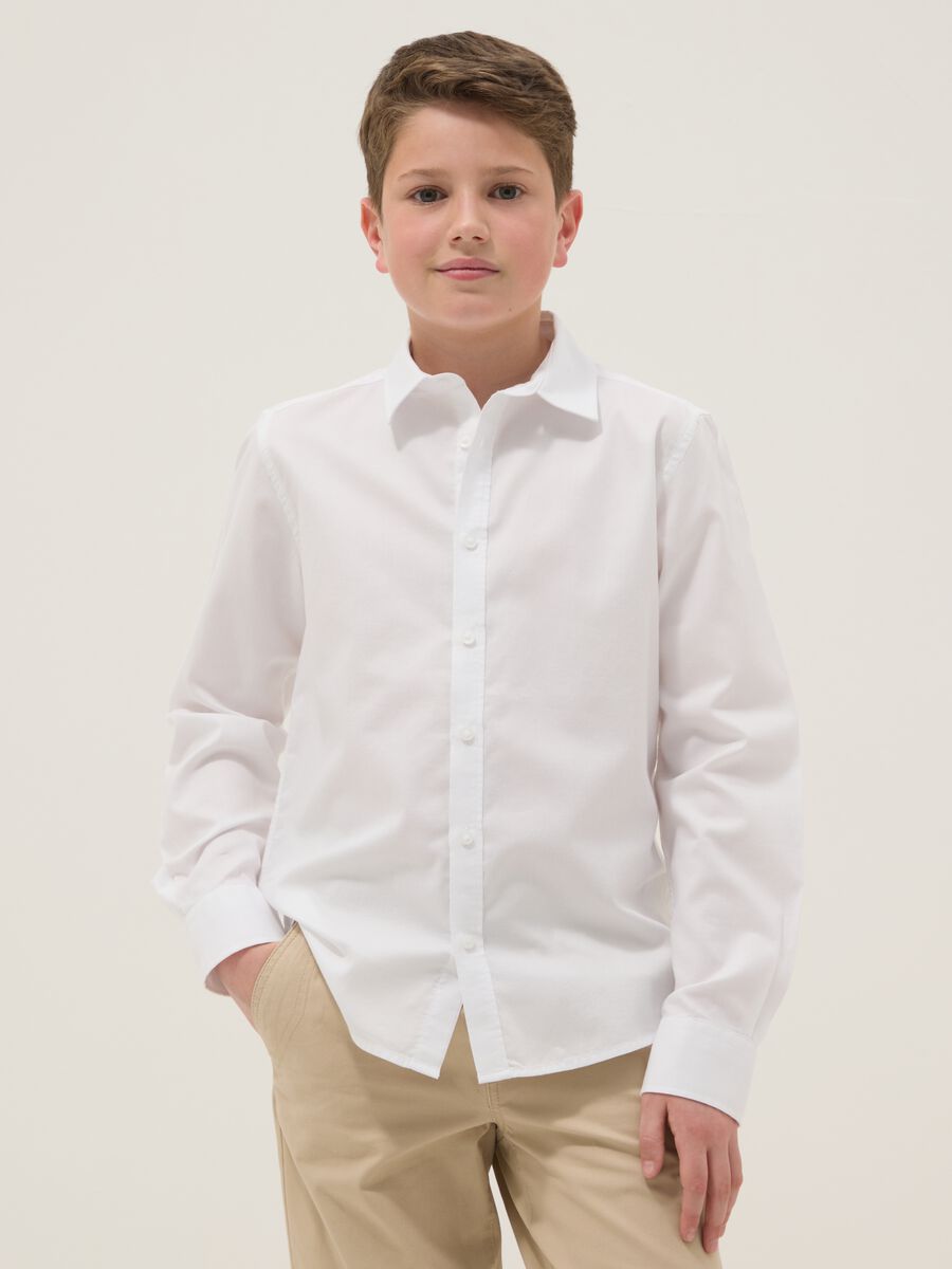 Boy's White Pure Cotton Shirt, Regular Fit_1