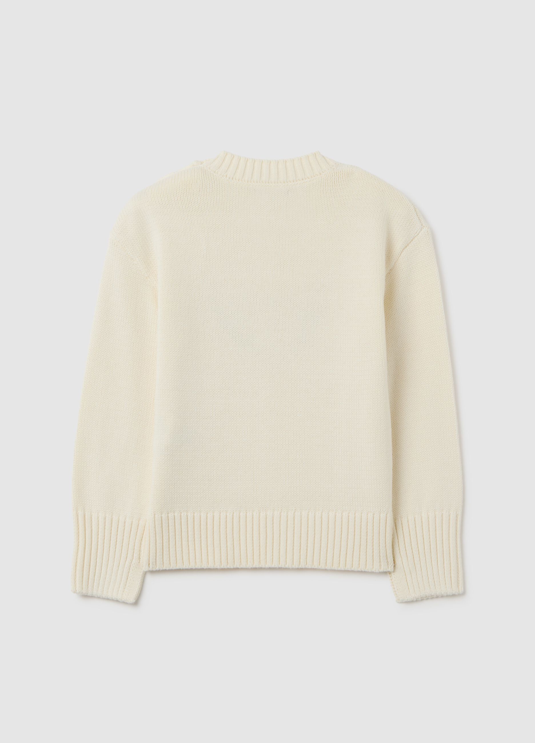 White sweater for girl with embroidered heart
