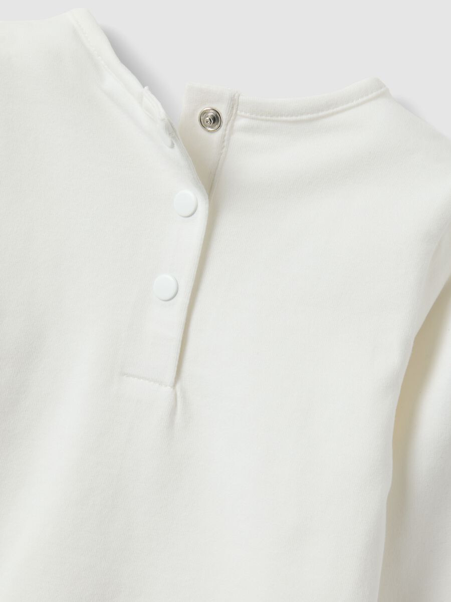 White stretch cotton T-shirt with bows for girls_3