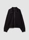 Black full-zip stretch viscose sweatshirt with collar_0