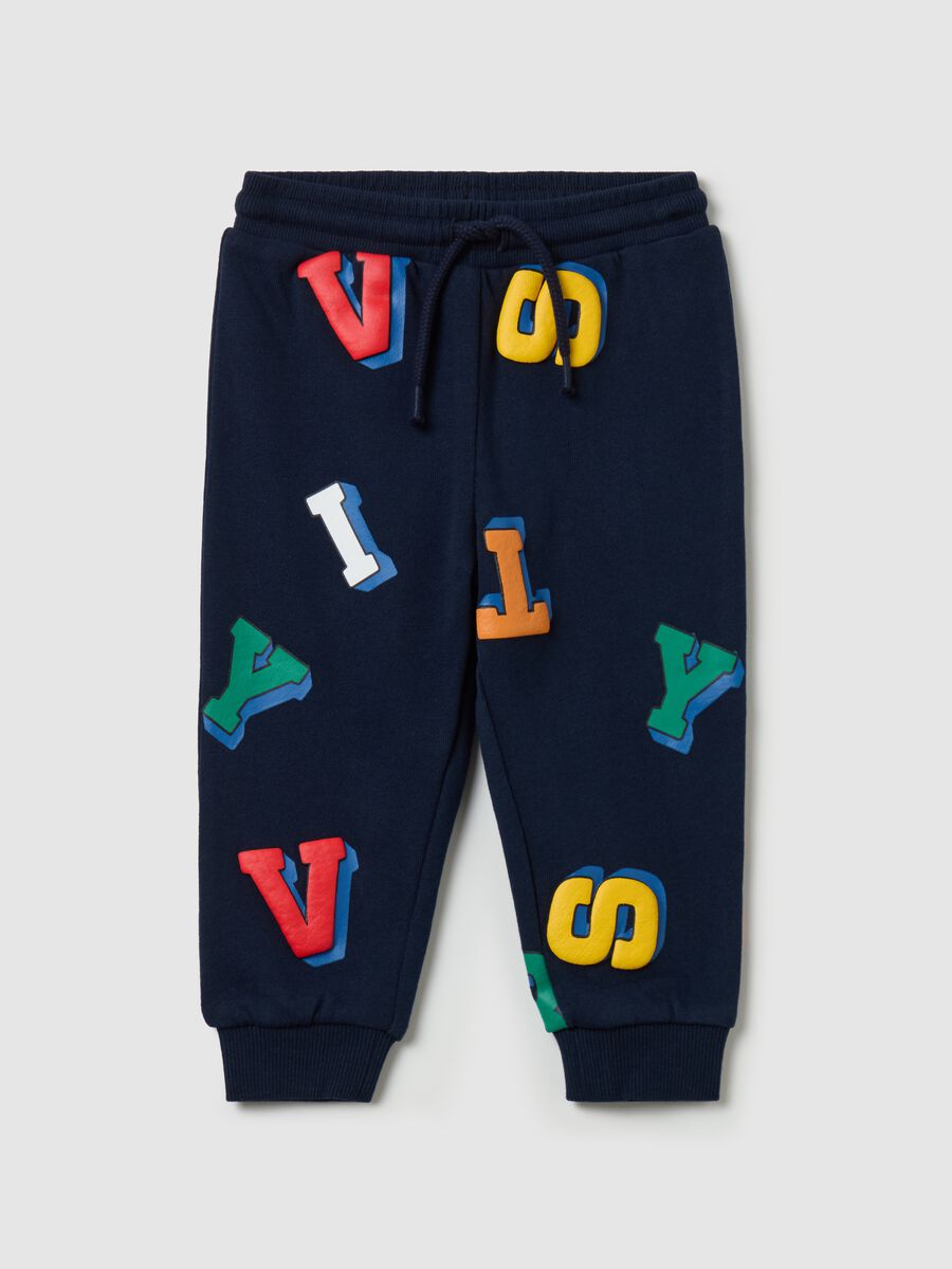 French terry joggers with lettering print_0
