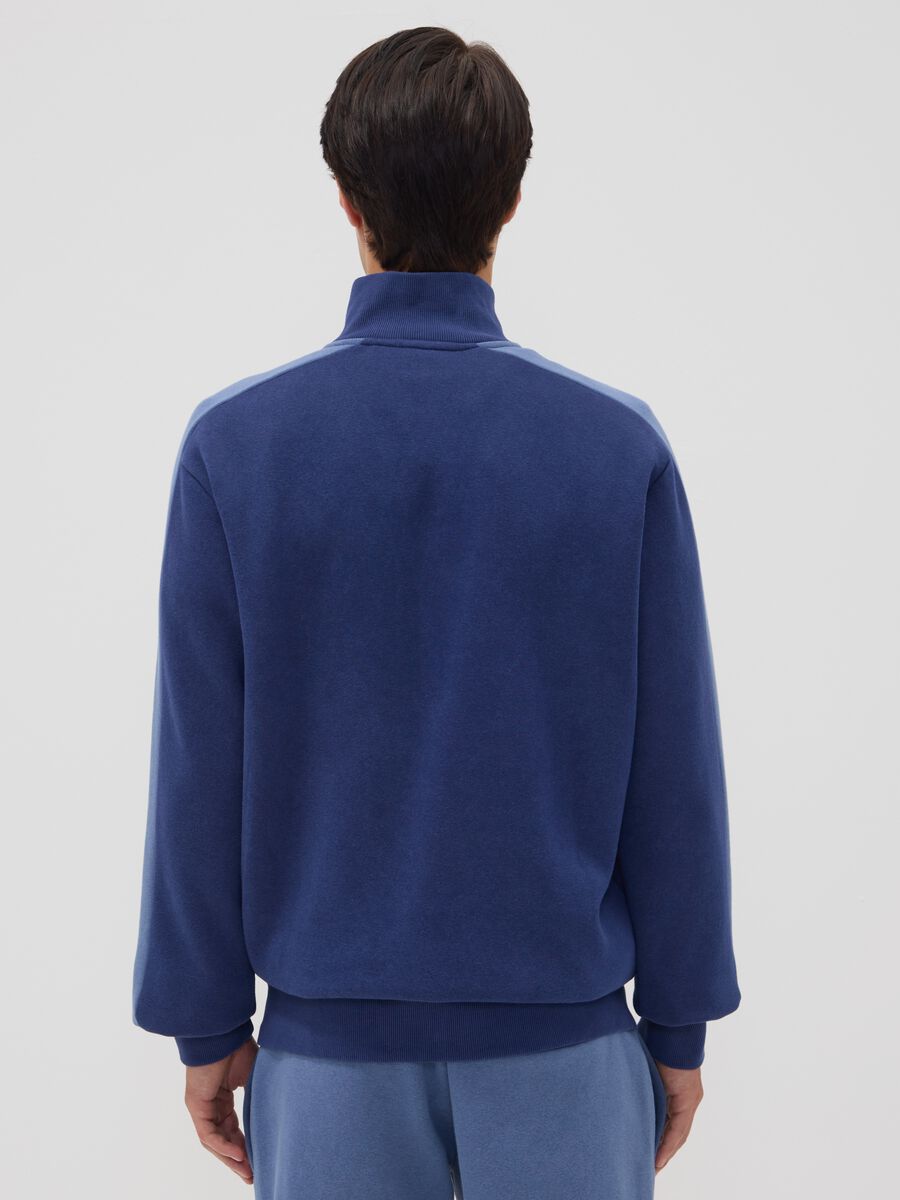 Navy full-zip cotton-blend hoodie with logo_3