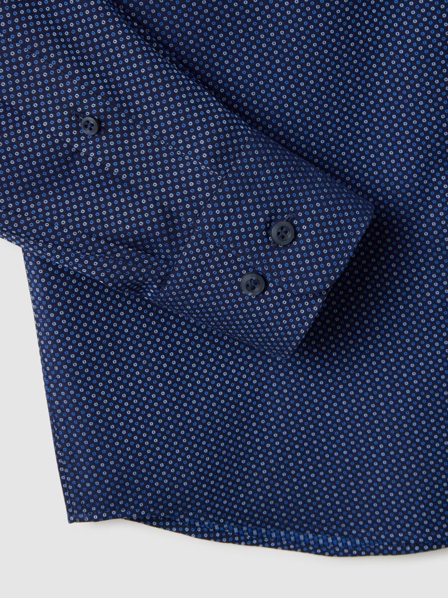 Camicia in puro cotone blu slim fit_1