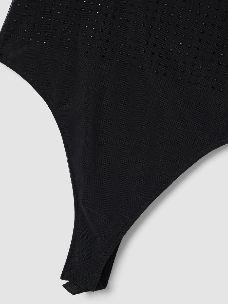 Black stretch bodysuit with rhinestones, regular fit_6