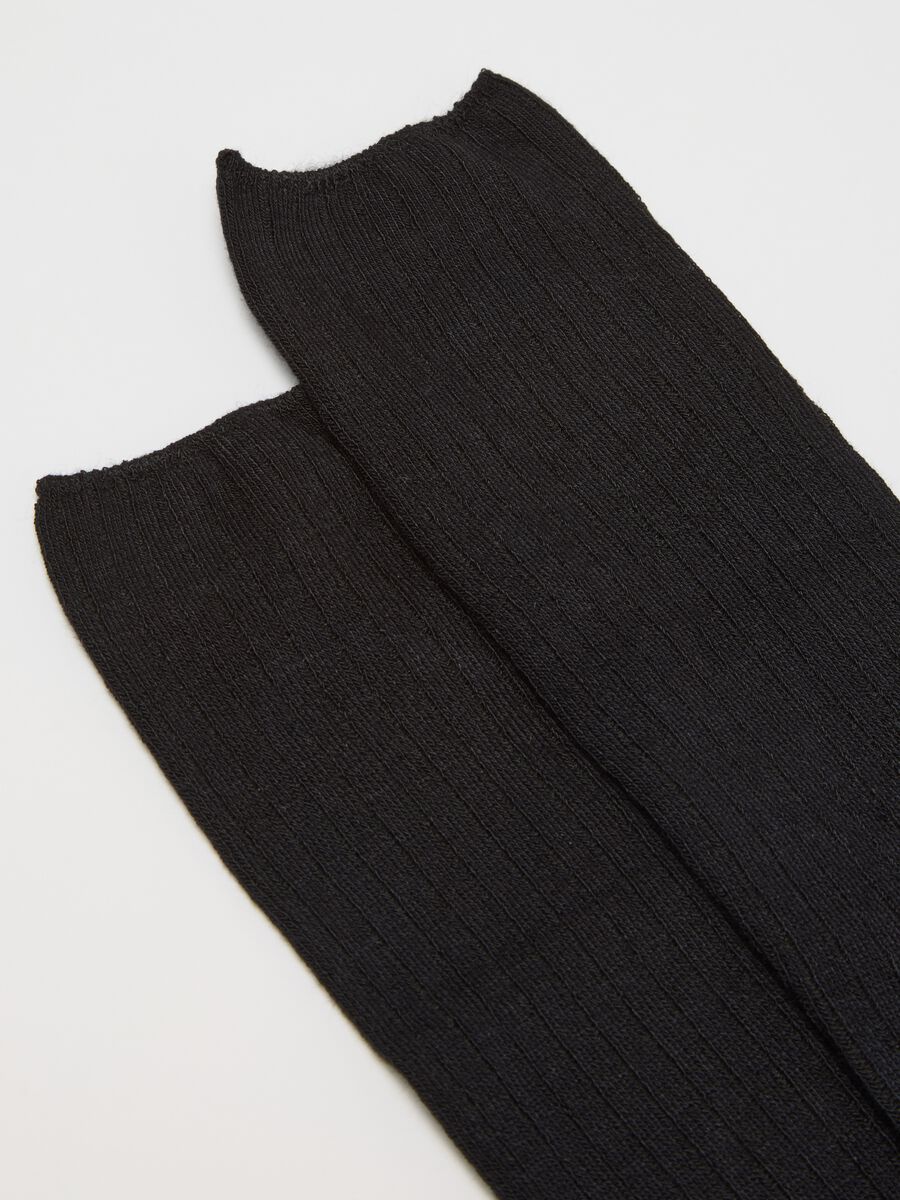 Black elastic bamboo long socks_1