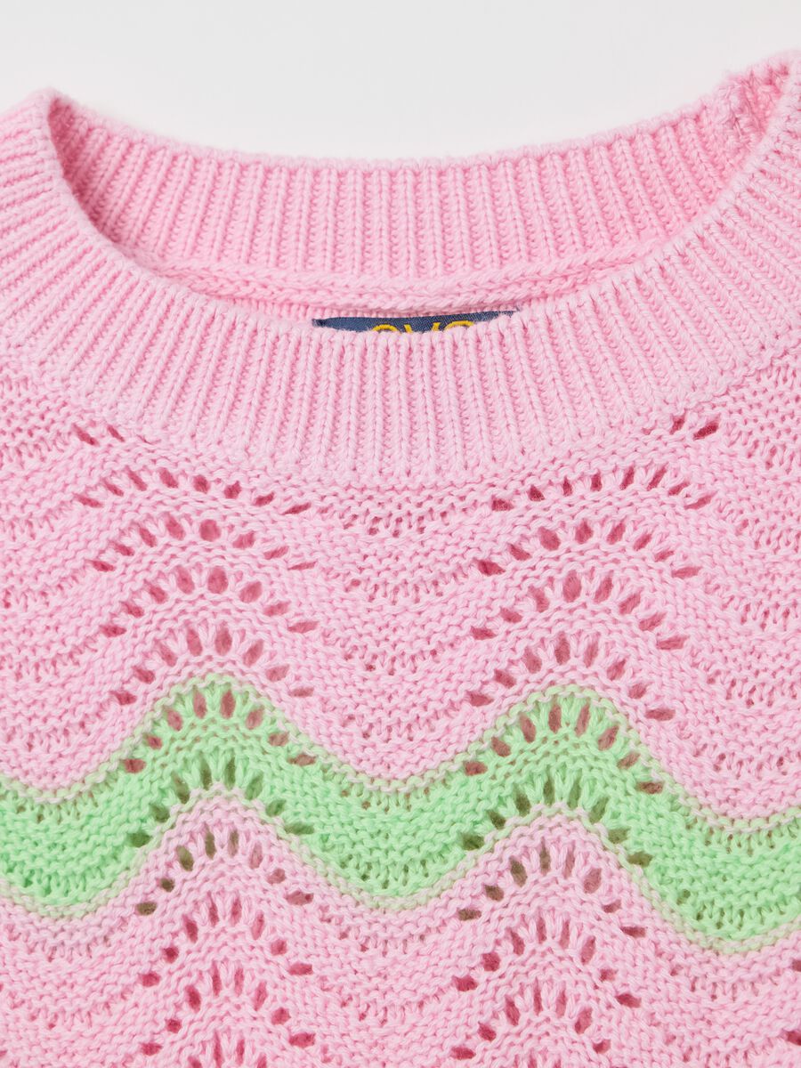 Girls’ regular-fit multicoloured pullover in 100% cotton_3