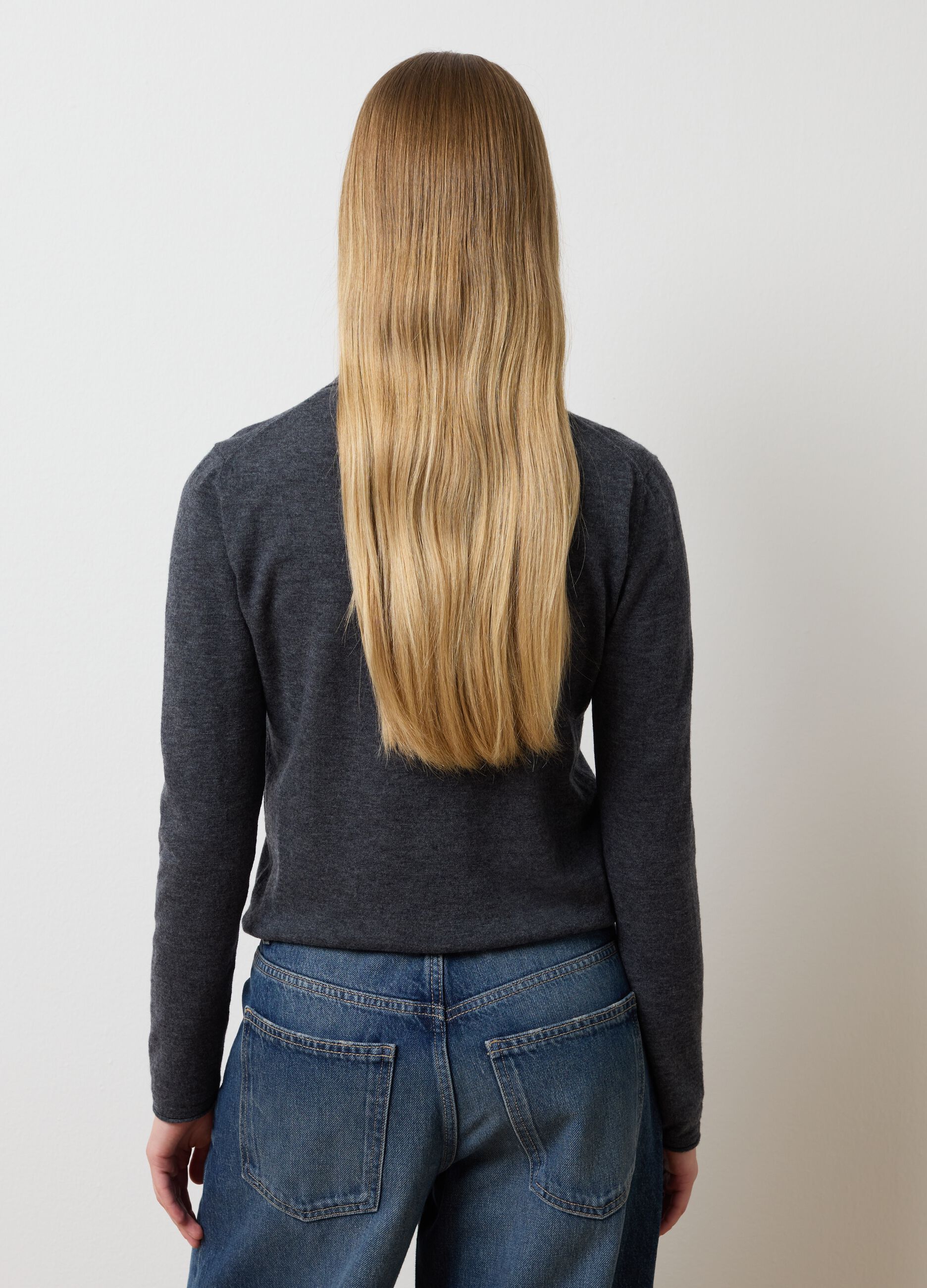 Grey Regular Fit Pure Wool Sweater