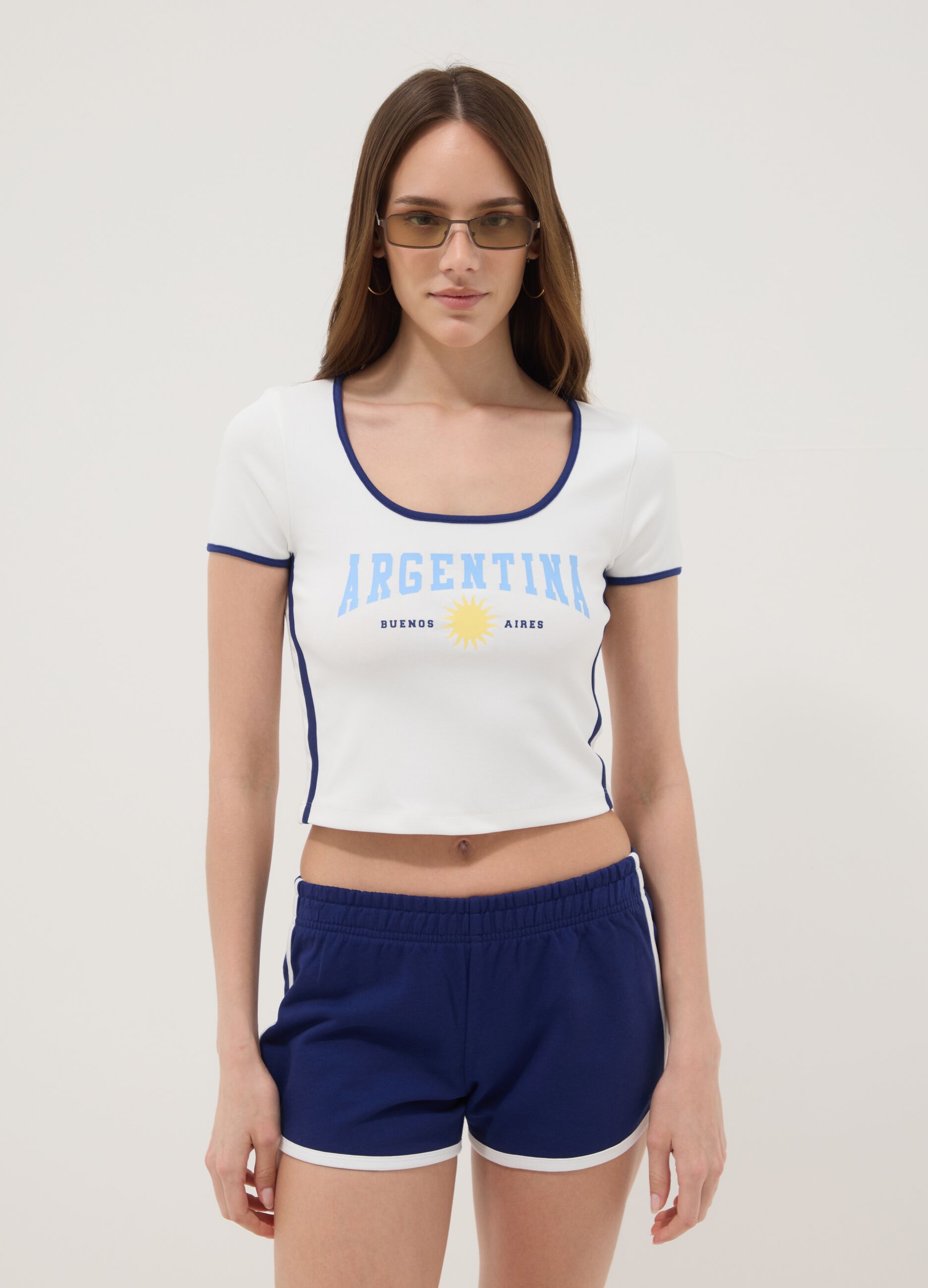 White short-sleeve stretch cotton T-shirt