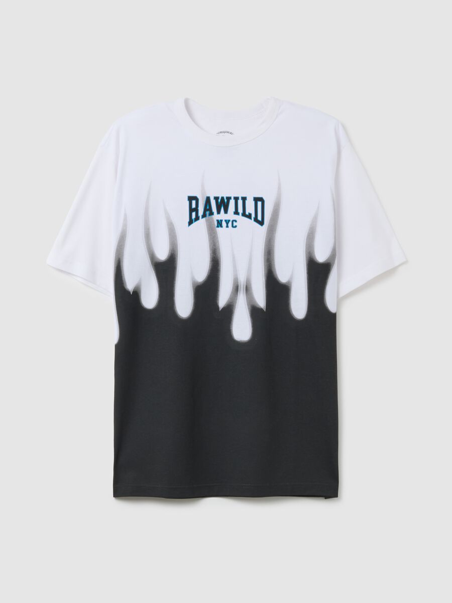 T-shirt in puro cotone multicolor con stampe_4