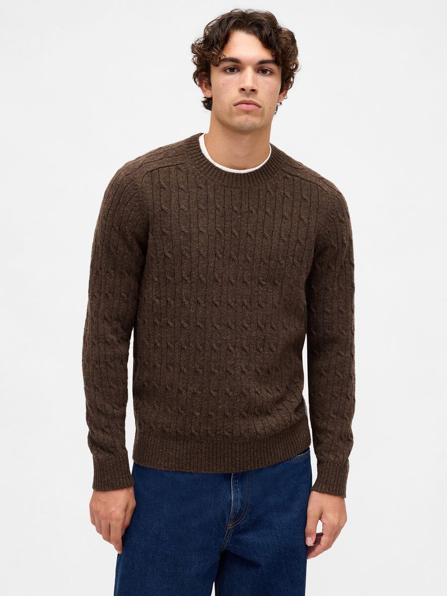 Brown Wool and Polyamide Jumper_0