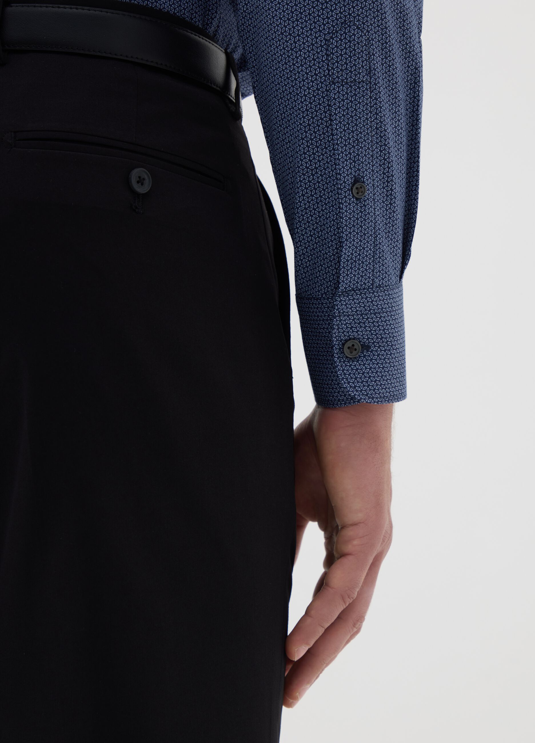 Camicia da uomo in cotone blu slim fit