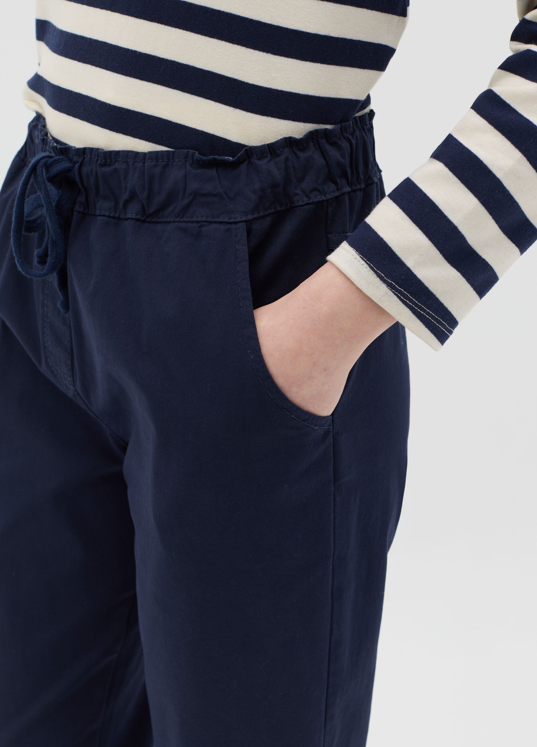 Blue trousers in stretch cotton