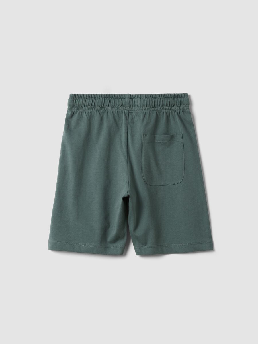 Green organic cotton shorts with elasticated waistband_1