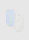 Sleeveless multicoloured pure cotton baby bodysuits twin pack_0