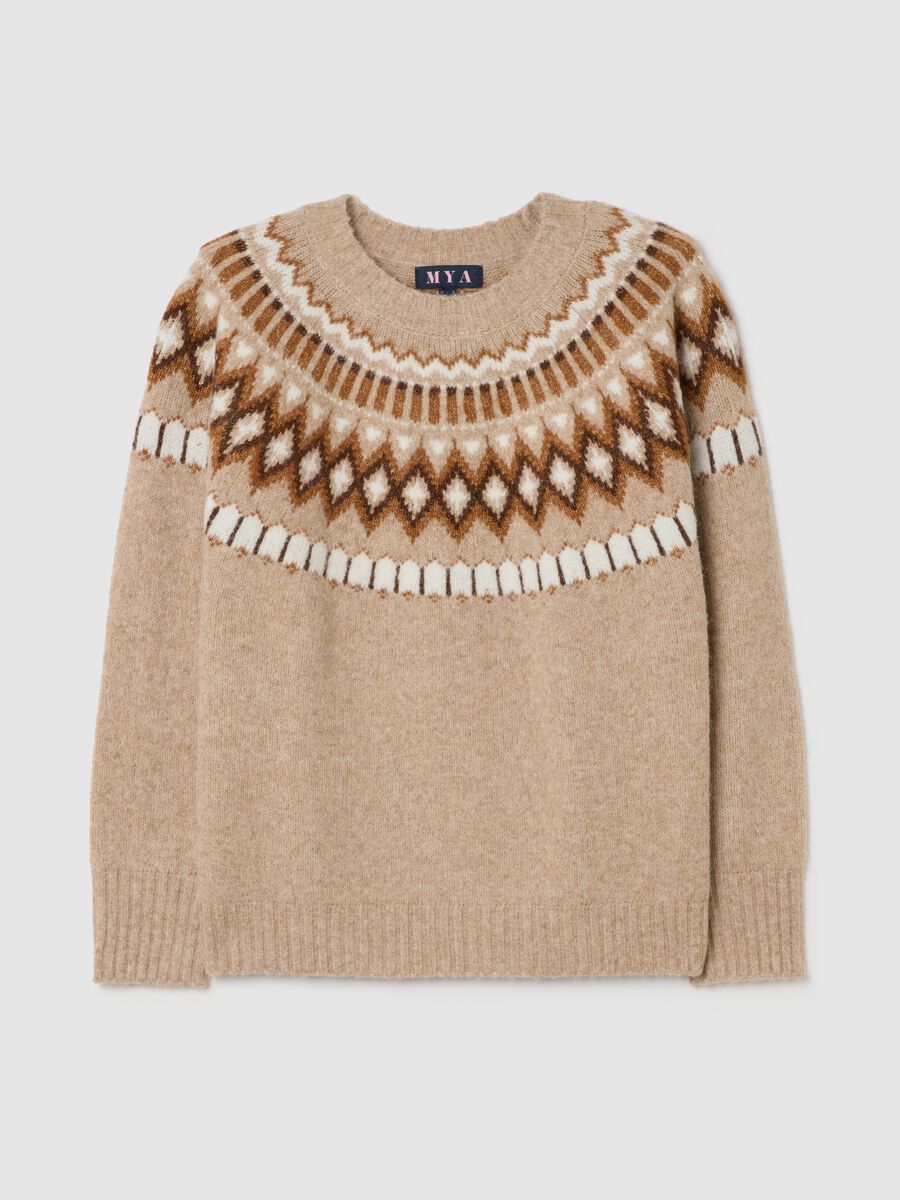 Beige Jacquard Jumper_0