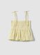 Yellow pure cotton cropped top with thin straps_0