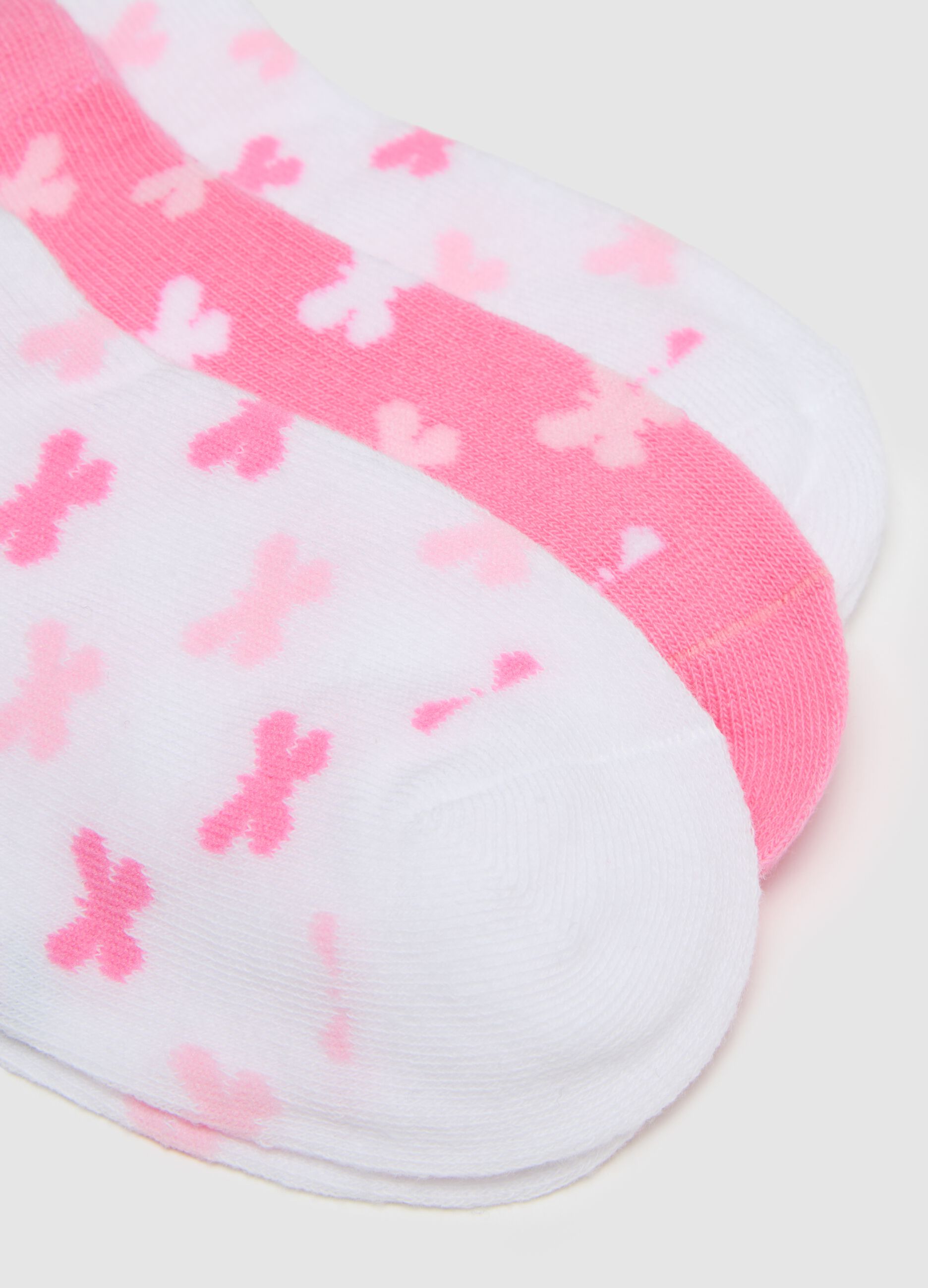 Calzini da bambina in misto cotone multicolor elasticizzati rosa e bianco