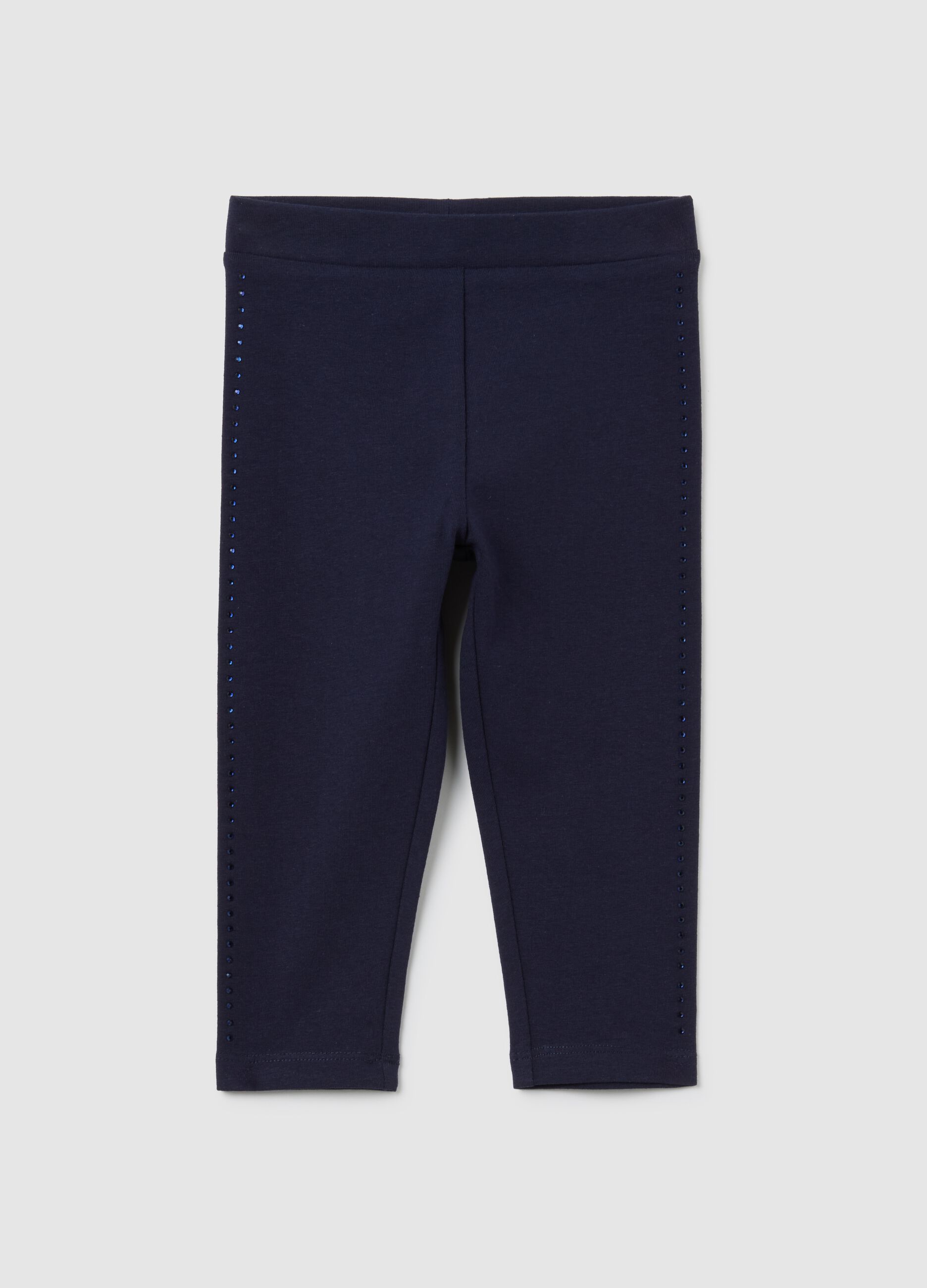 Girls' Blue Stretch Cotton Leggings