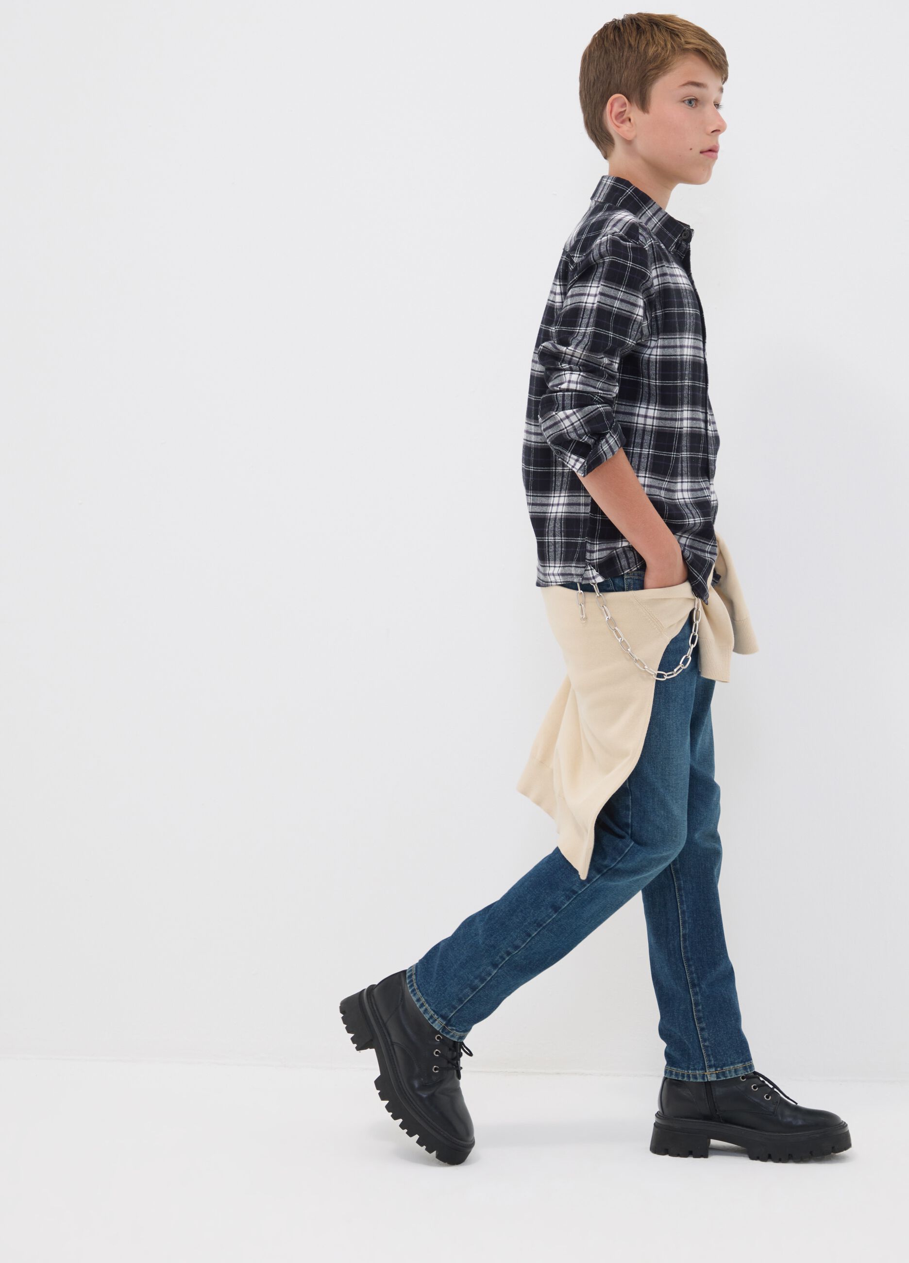 Blue pure cotton regular-fit jeans for boys