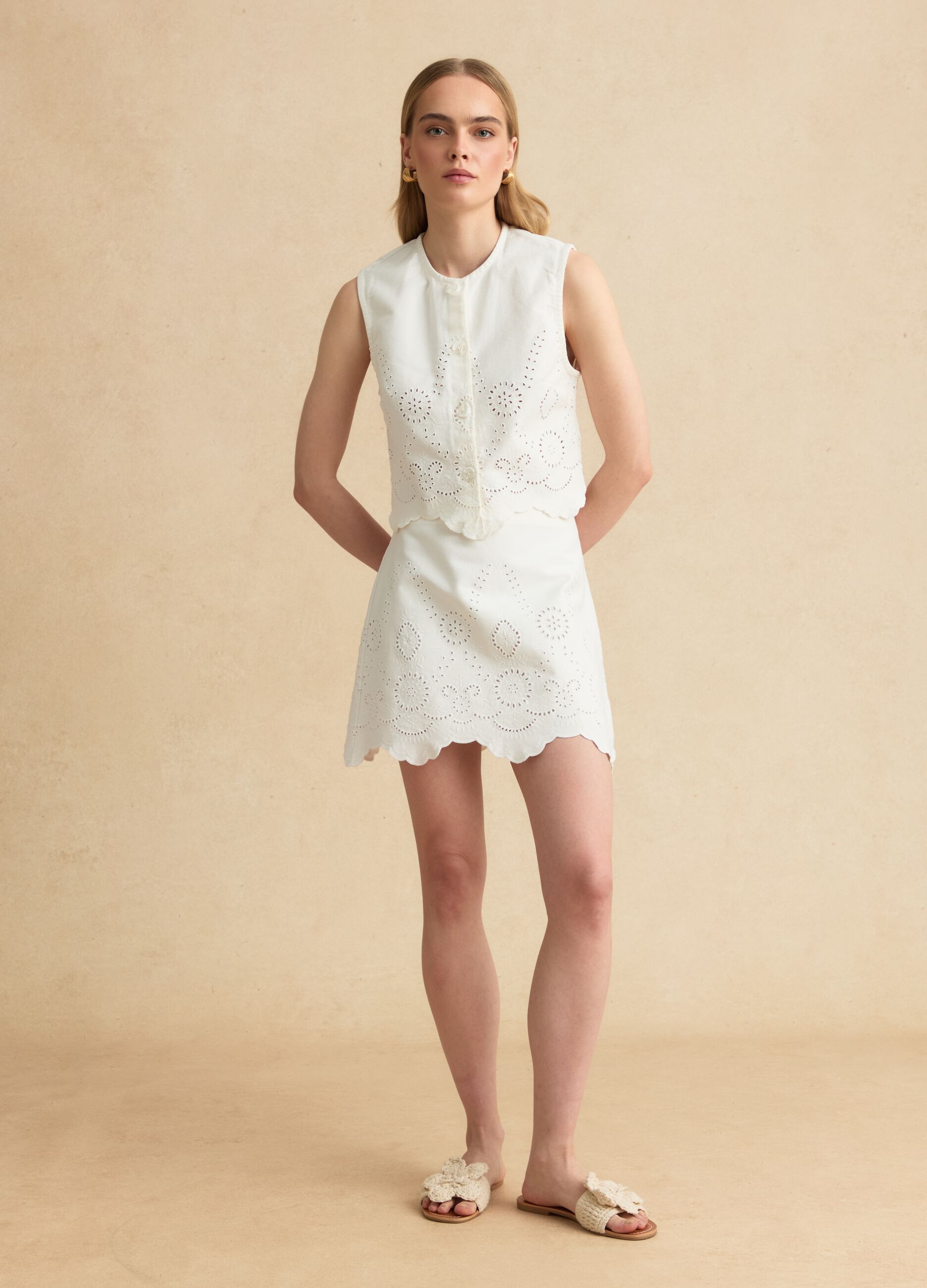 White organic cotton broderie anglaise shirt