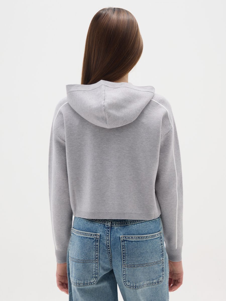 Grey Hooded Oversize Fit Sweater for Girls_1