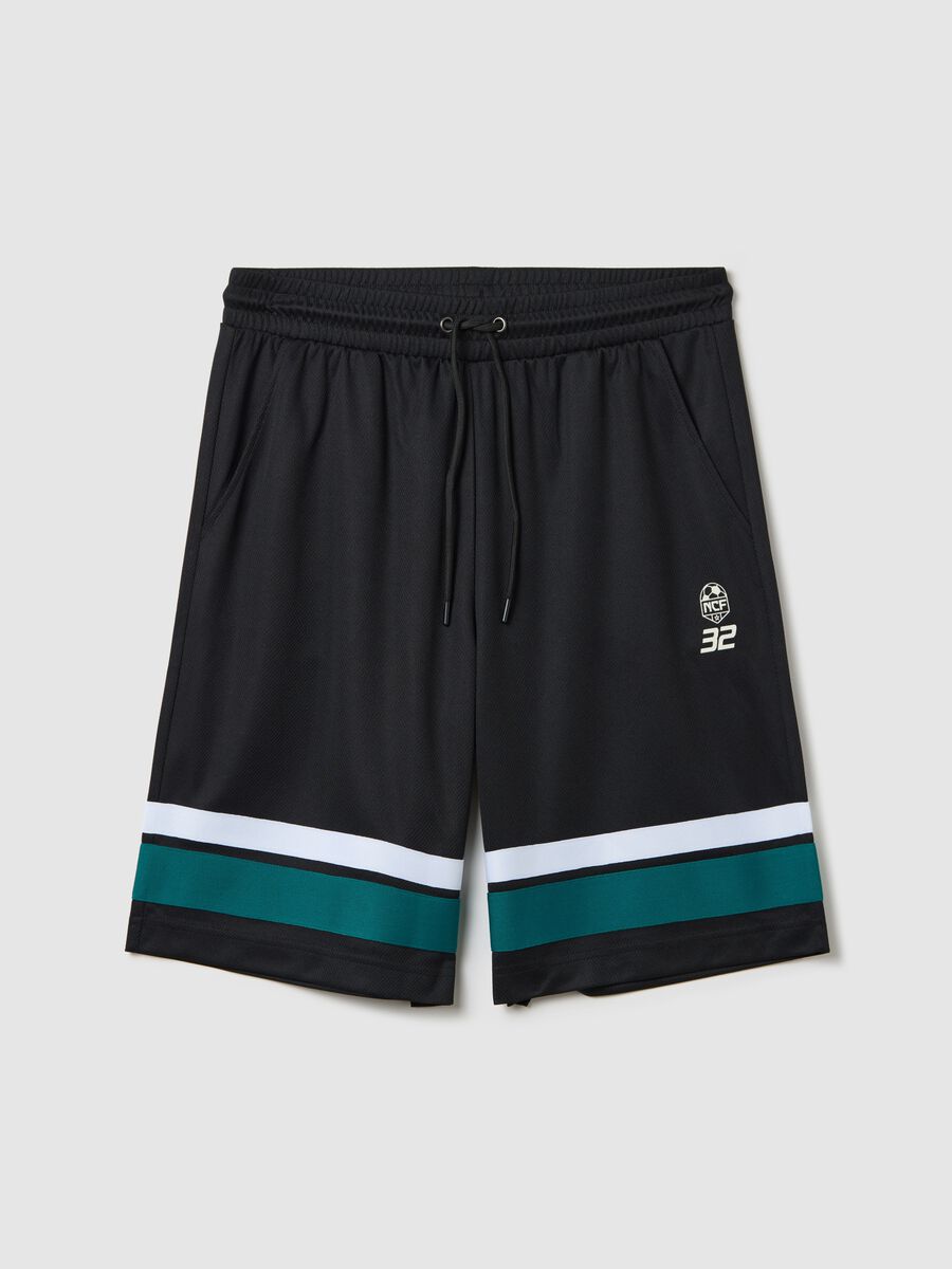Black Bermuda joggers with NFC print_4