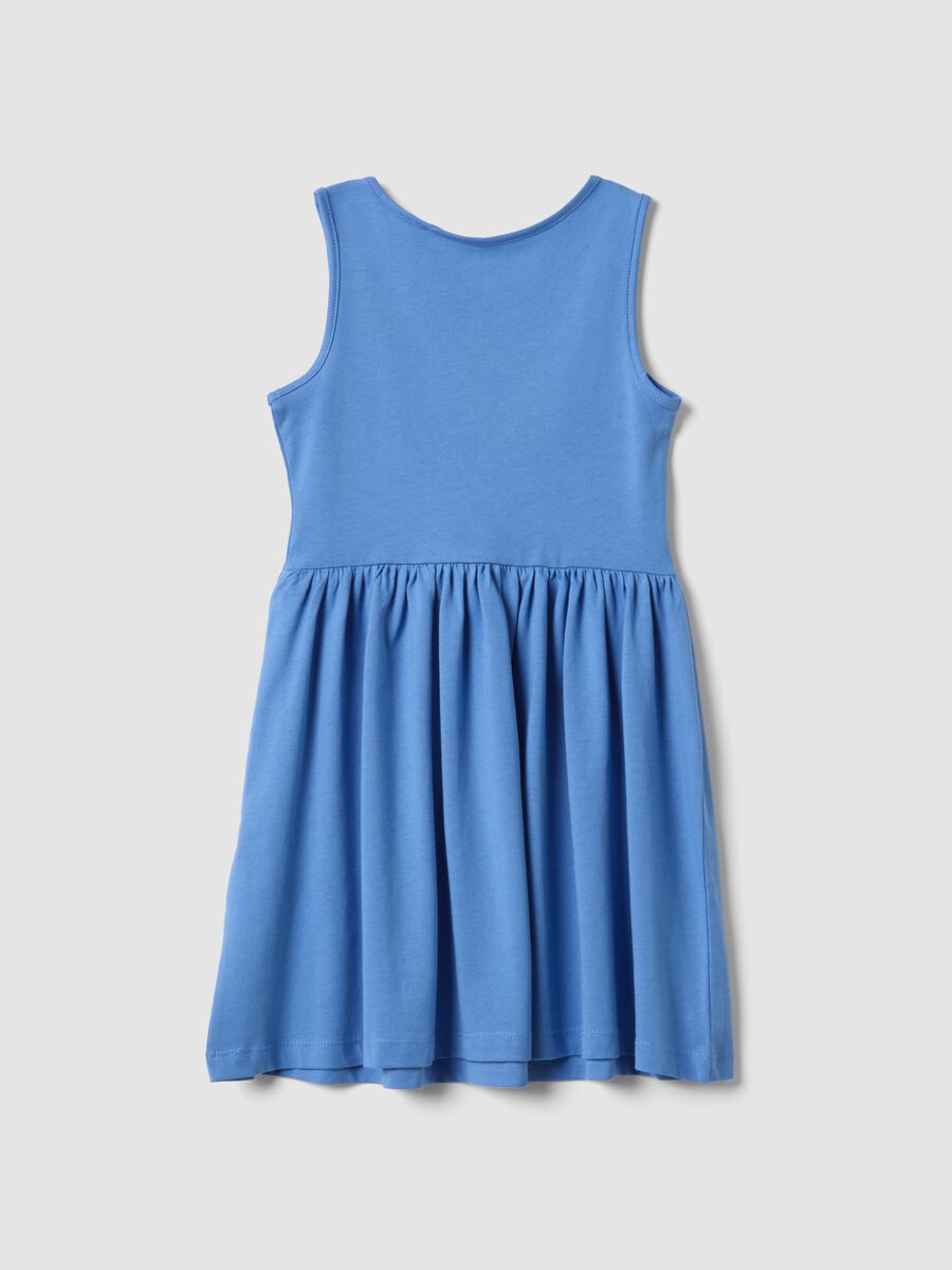 Girls' sleeveless sky-blue pure cotton dress, regular fit_1