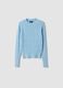 Sky-blue fitted viscose-blend cable-knit crew-neck jumper for girls_3