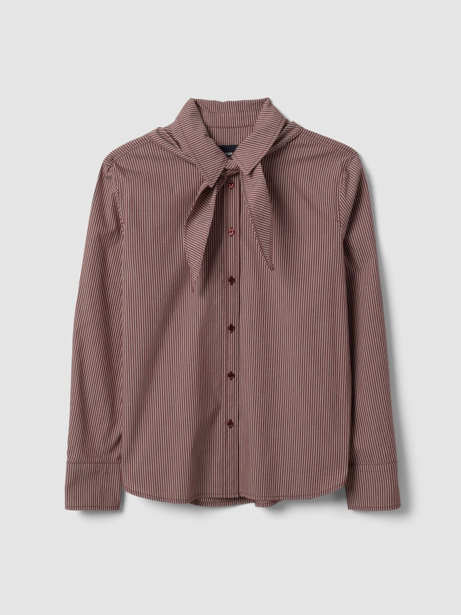 Camicia multicolor in cotone elasticizzato con collo foulard_4