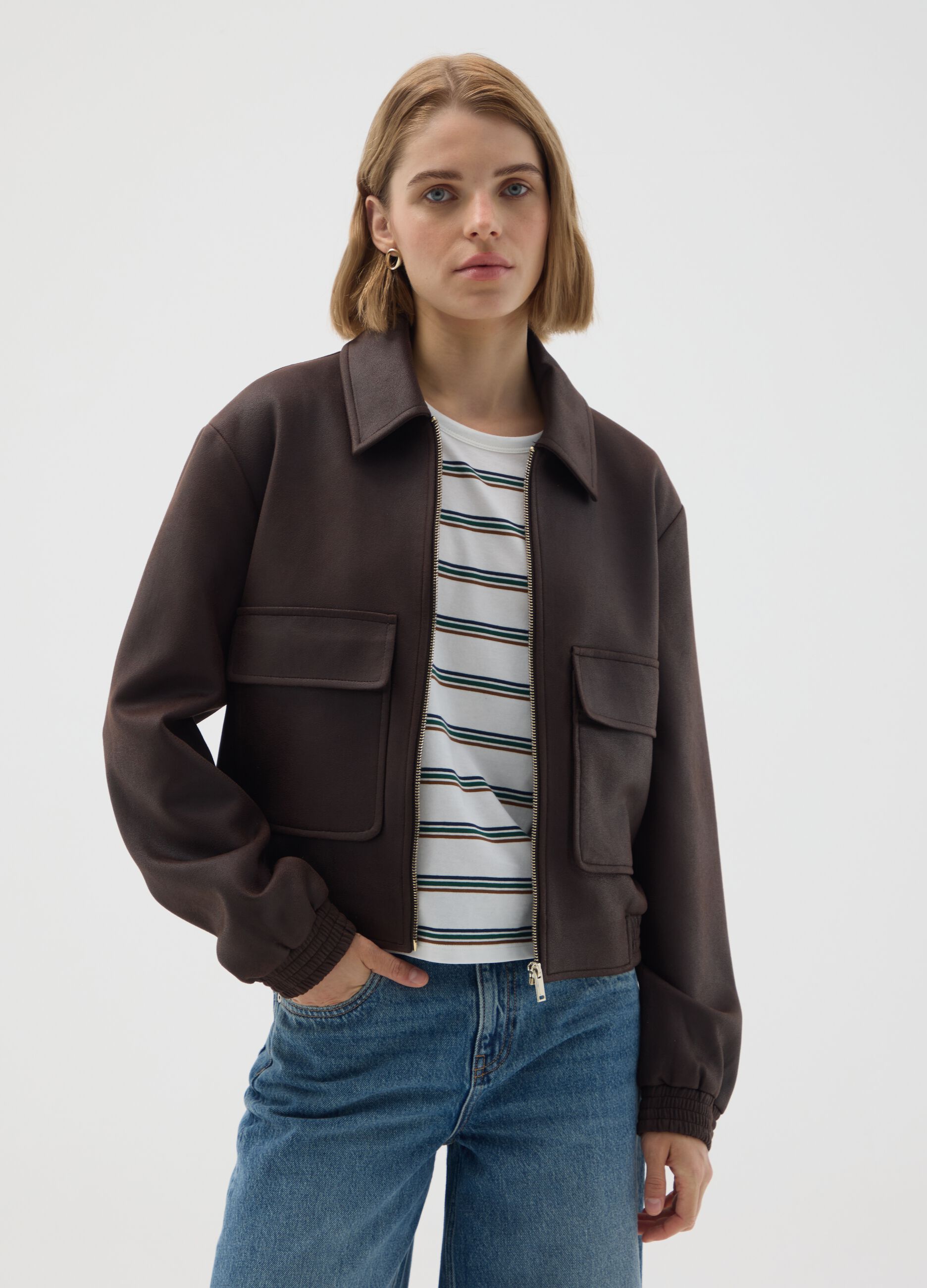 Brown Regular Fit Jacket