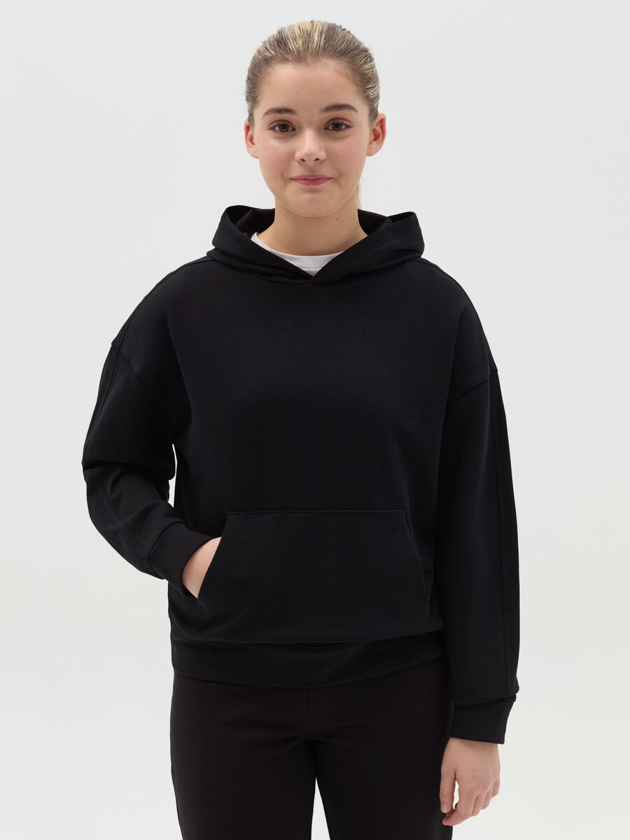 Cotton sweatshirt with hood and pocket_0
