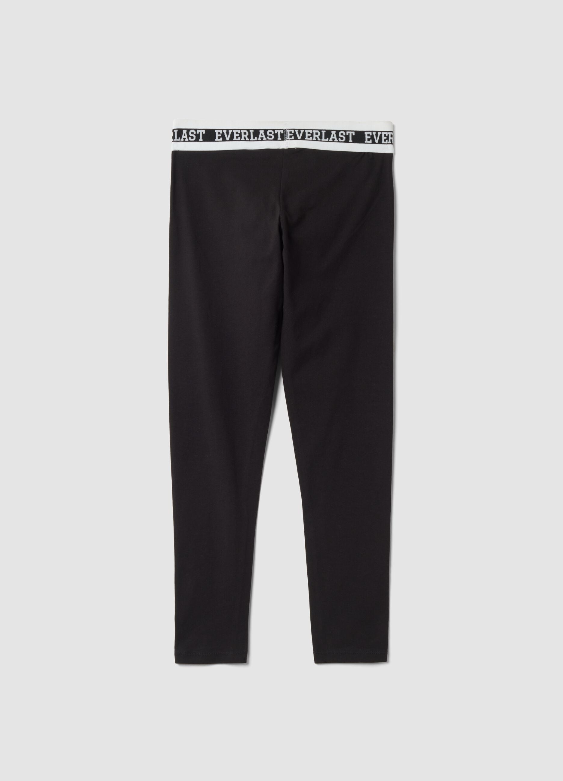 Black slim-fit stretch cotton jersey leggings with Everlast logo