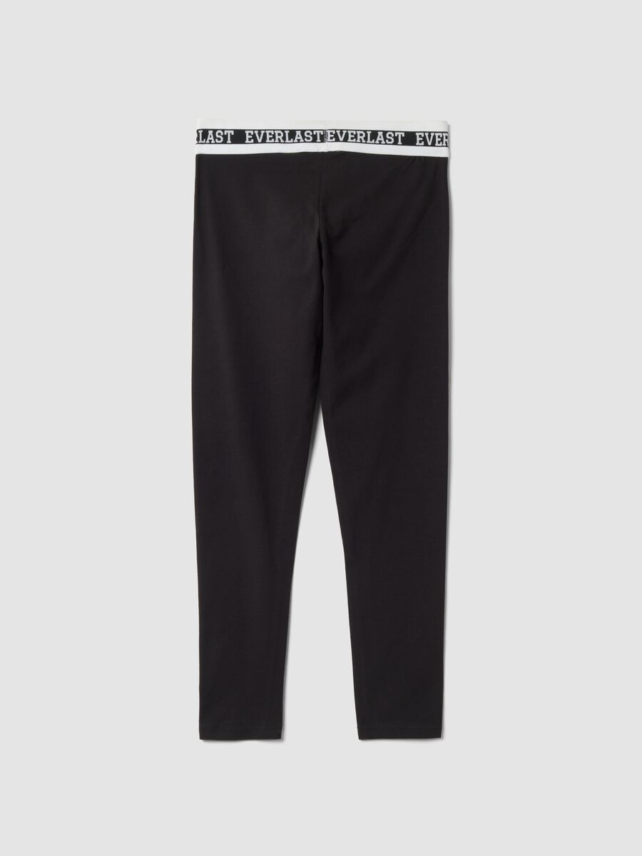 Black slim-fit stretch cotton jersey leggings with Everlast logo_2