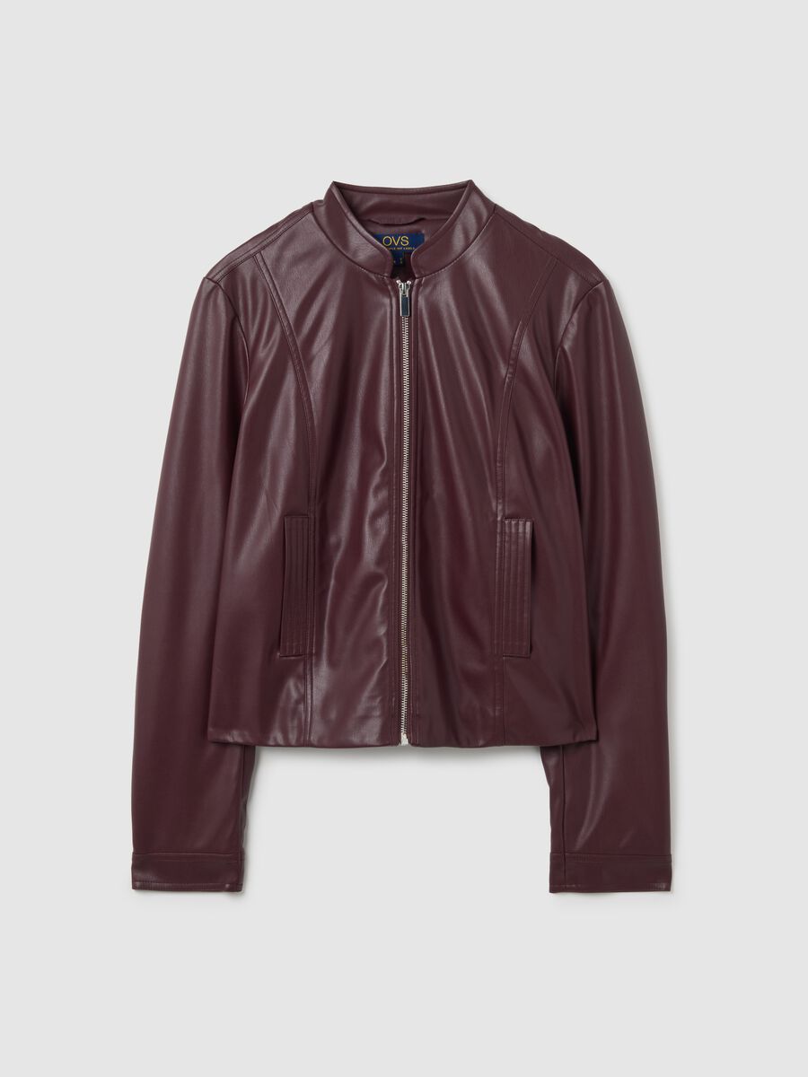 Brown Fabric Slim Fit Jacket_0