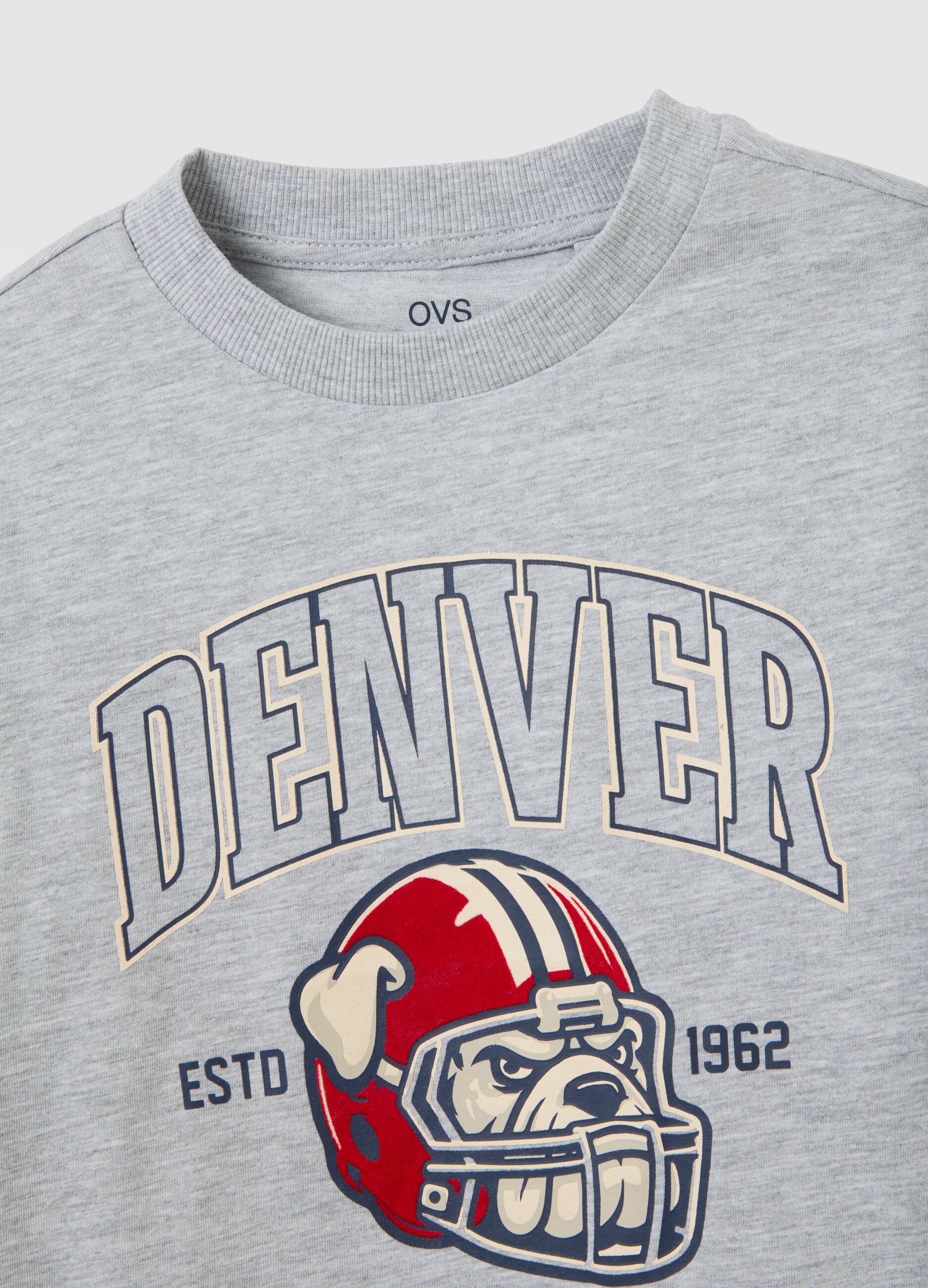 Kids' Grey Cotton T-shirt Regular Fit