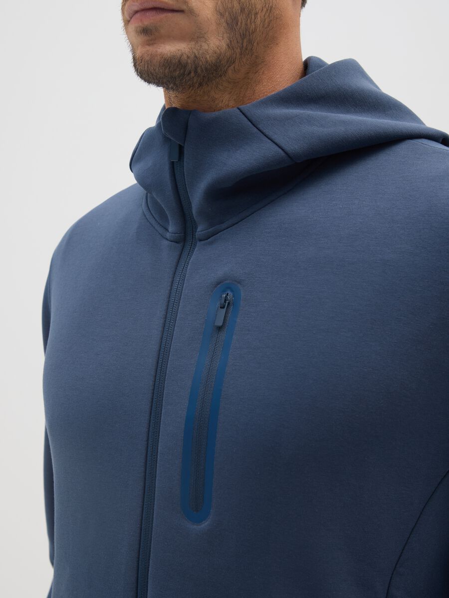 Blue regular fit hoodie with zip_3