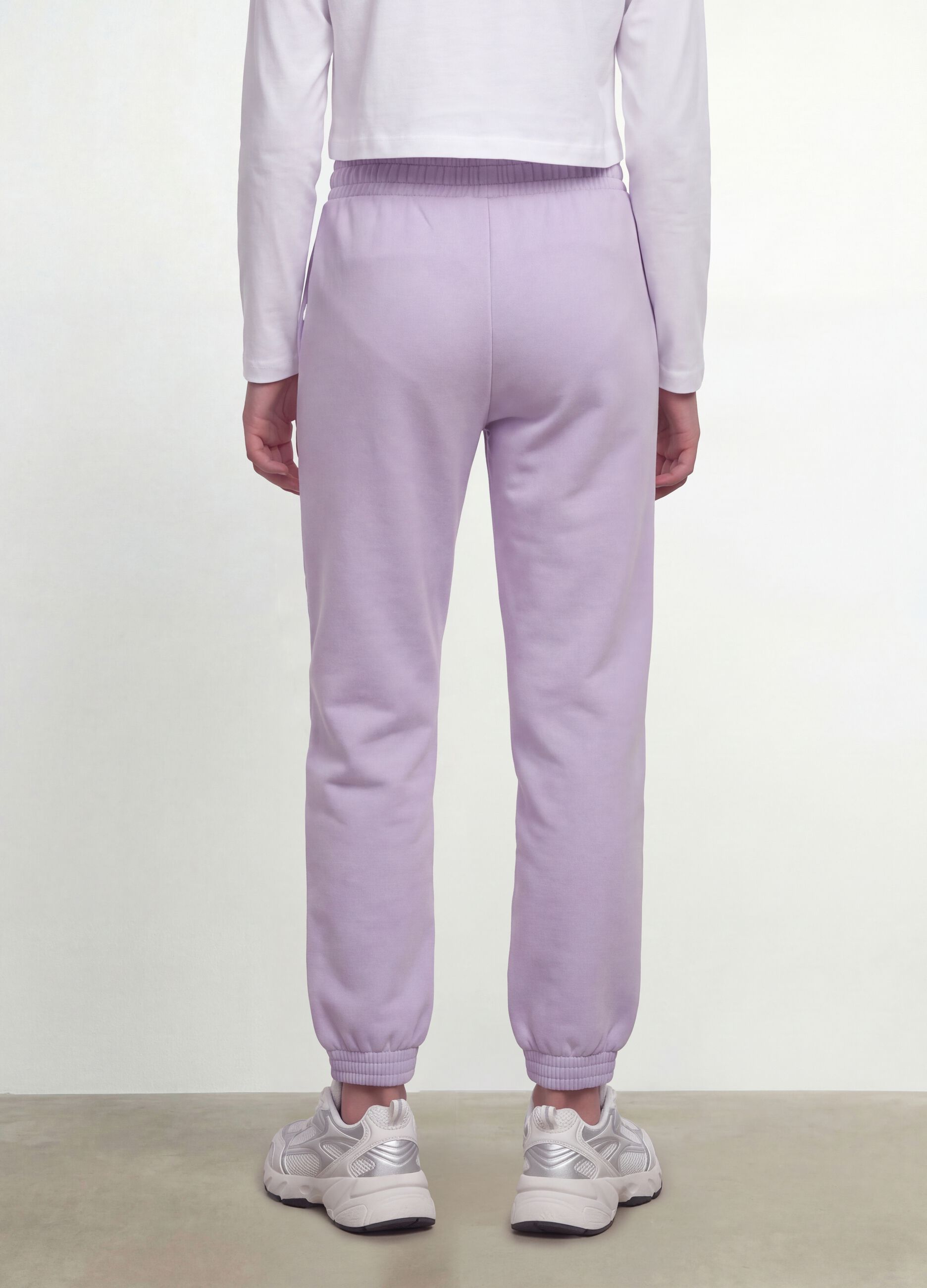 Purple organic cotton jogger trousers, regular fit, for girls