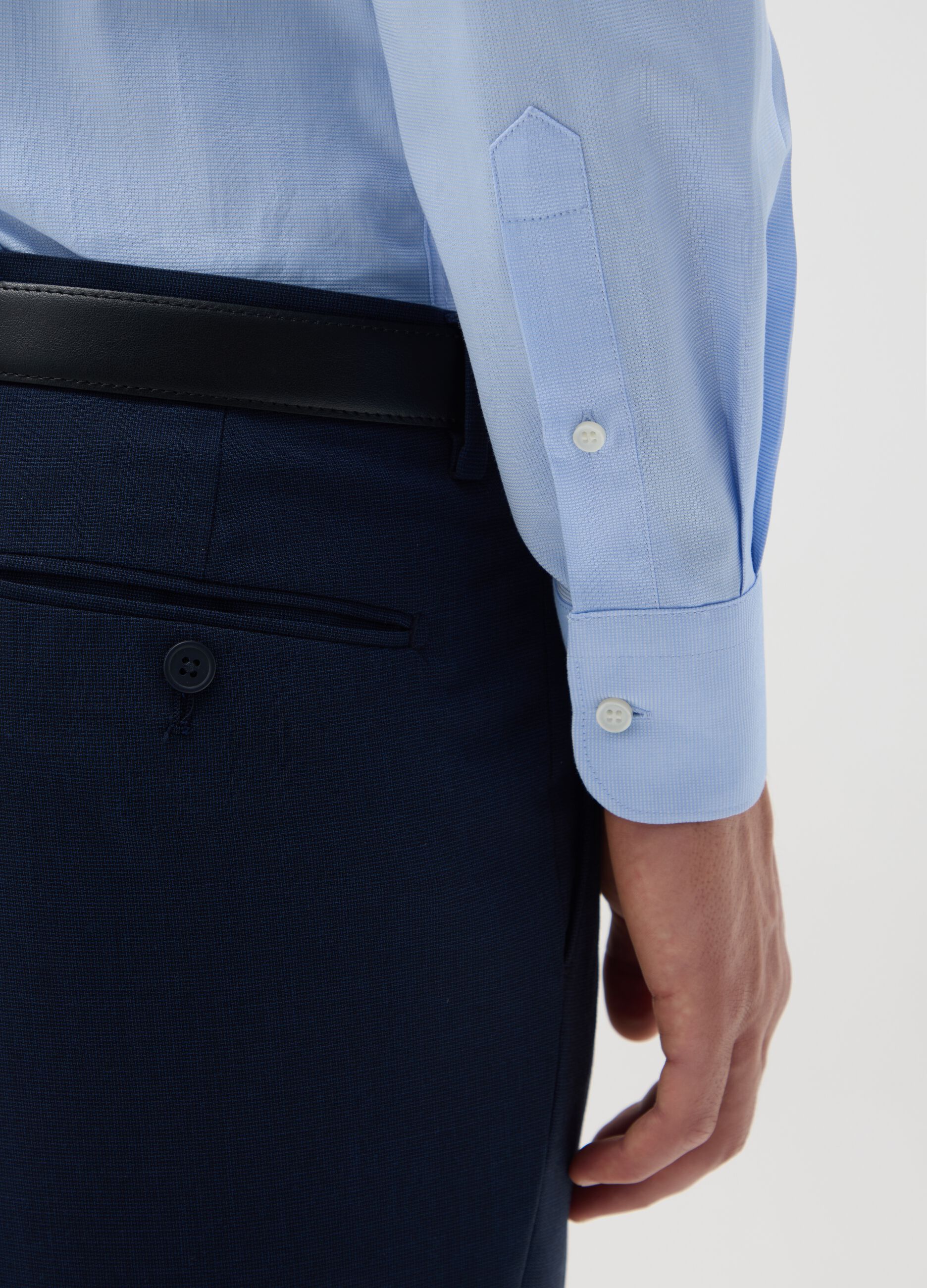 Men's slim fit light blue pure cotton shirt