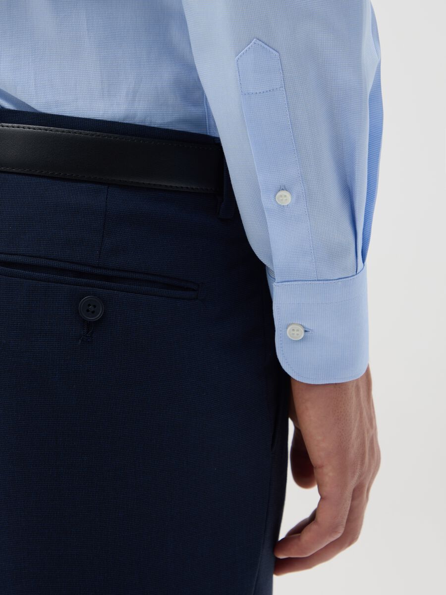Camicia da uomo in puro cotone azzurra slim fit_3