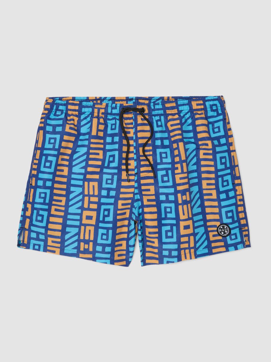 Boxer da mare con fantasia geometrica multicolor_4